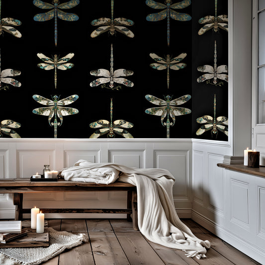 Mystic Dragonfly Luxury Wallpaper Textured Paper or Peel and Stick
