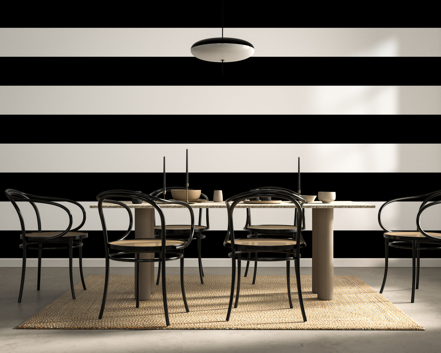 Black and White Horizontal Striped Luxury Wallpaper Textured Paper or Peel and Stick