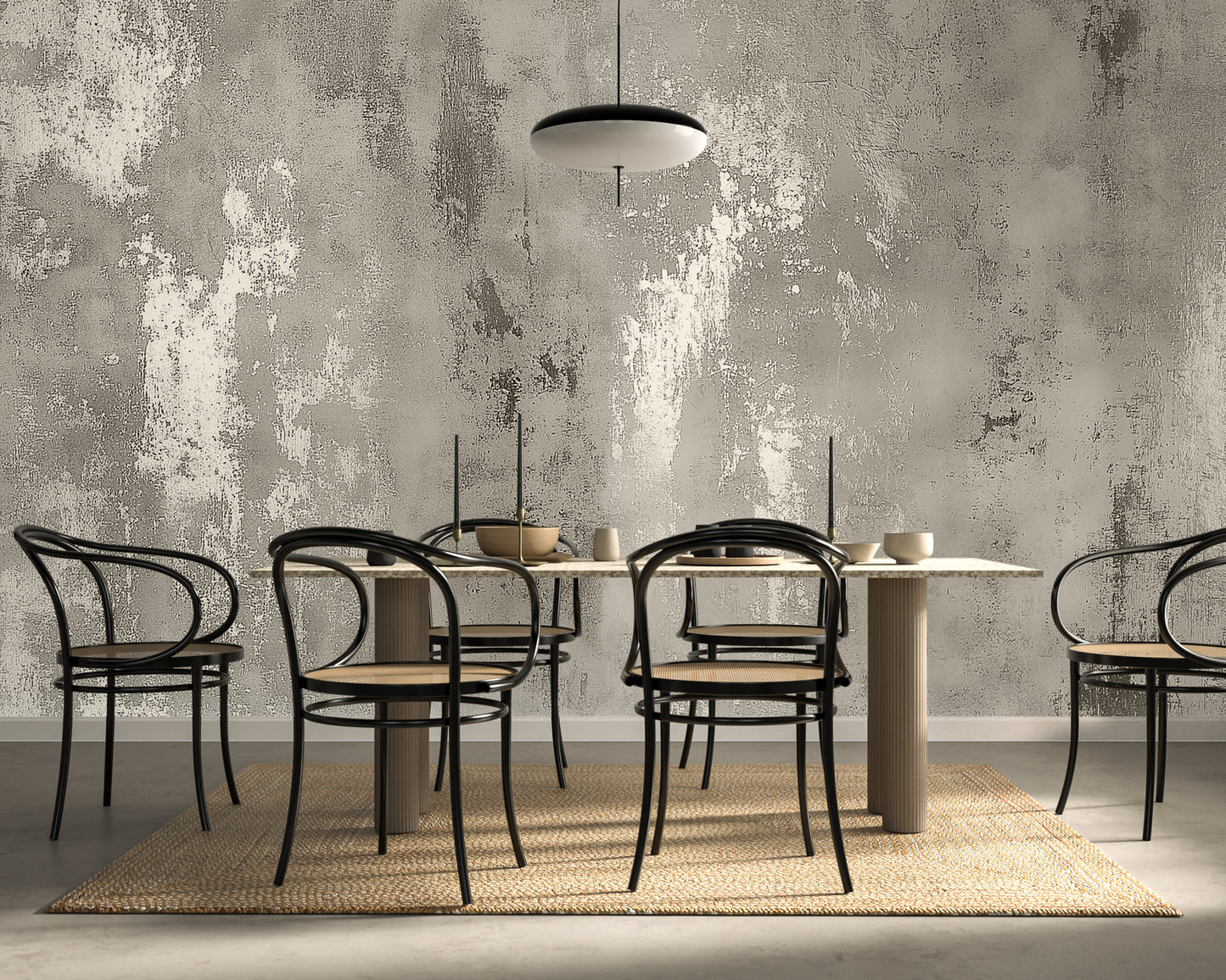 Gray and White Plaster Luxury Textured Wallpaper Mural