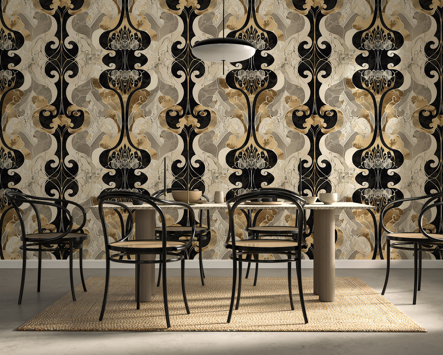 Mid Century Modern Wallpaper Mural in Peel & Stick Canvas Vinyl or Non-Woven