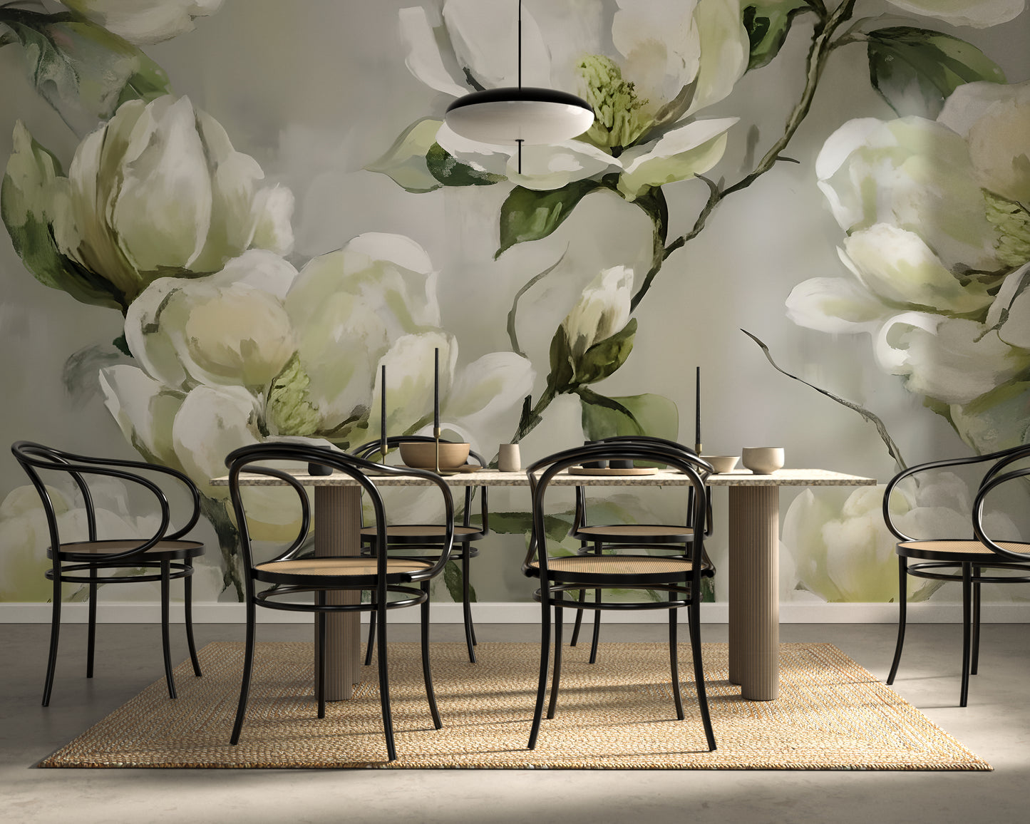 Big Watercolor Floral Print Wall Wallpaper Mural in Peel & Stick Canvas Vinyl or Non-Woven