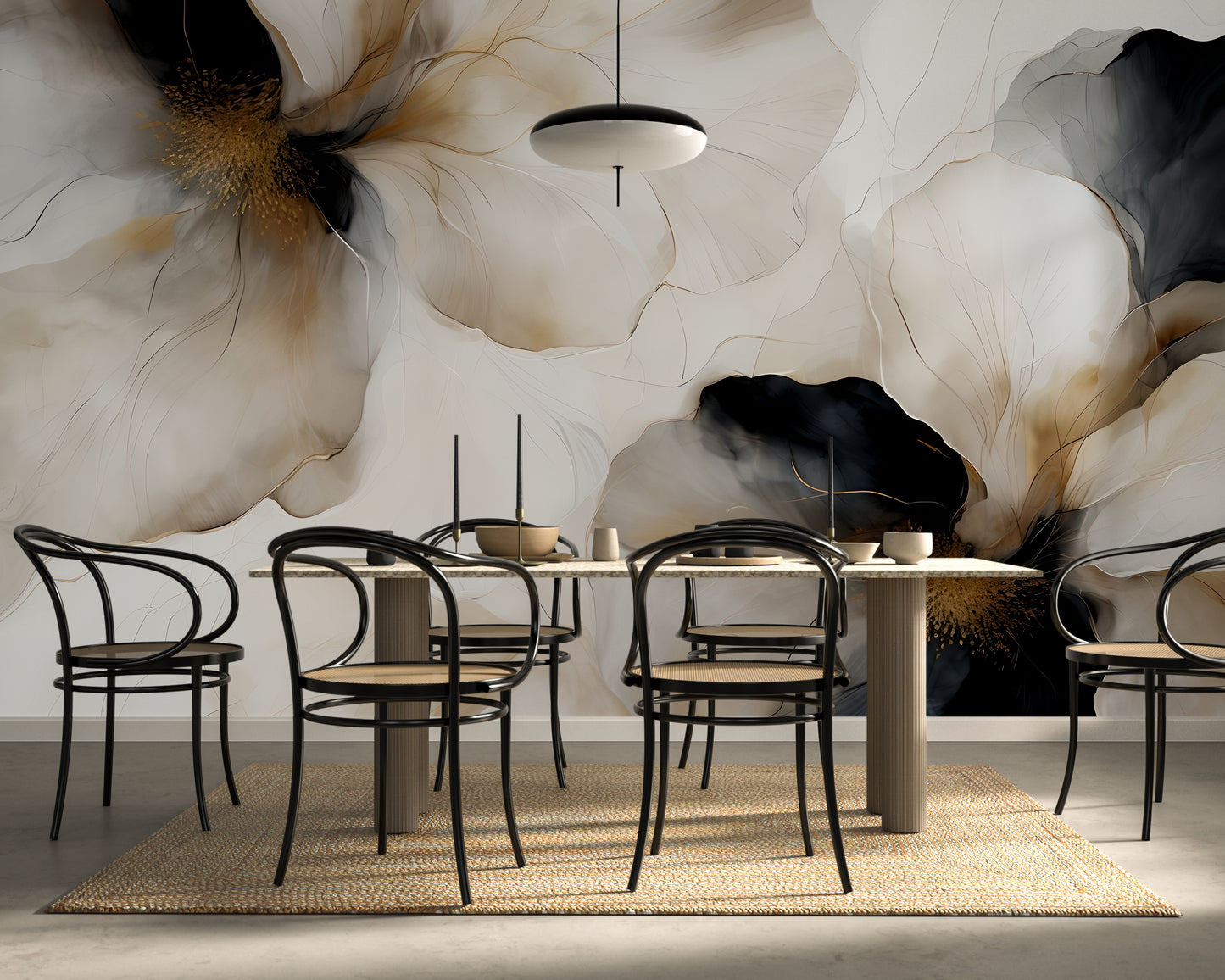 Bold Floral Wallpaper Mural in Peel & Stick Canvas Vinyl or Non-Woven