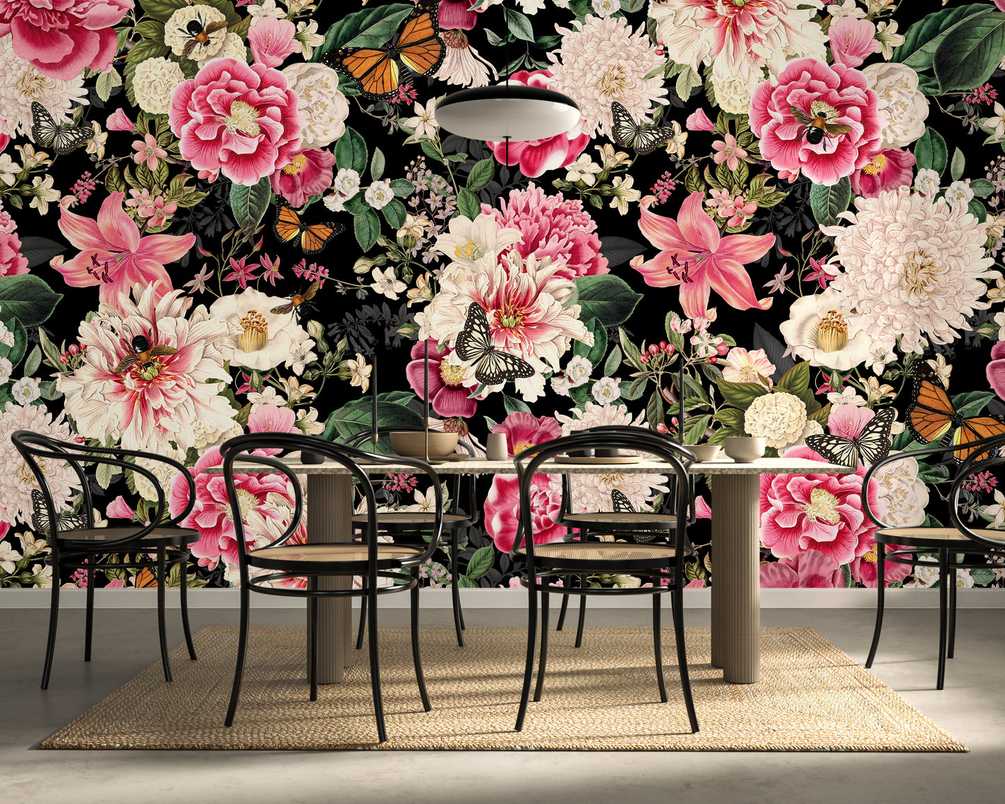 Floral Fantasy Blooms and Butterflies Wallpaper Mural