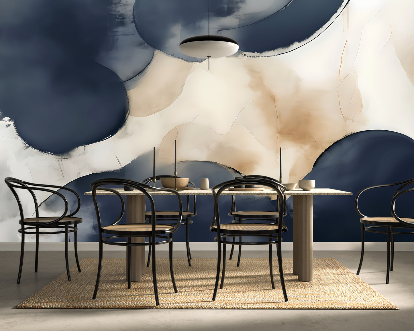 Blue Modern Abstract Luxury Wallpaper Mural Traditional Paper or Peel and Stick