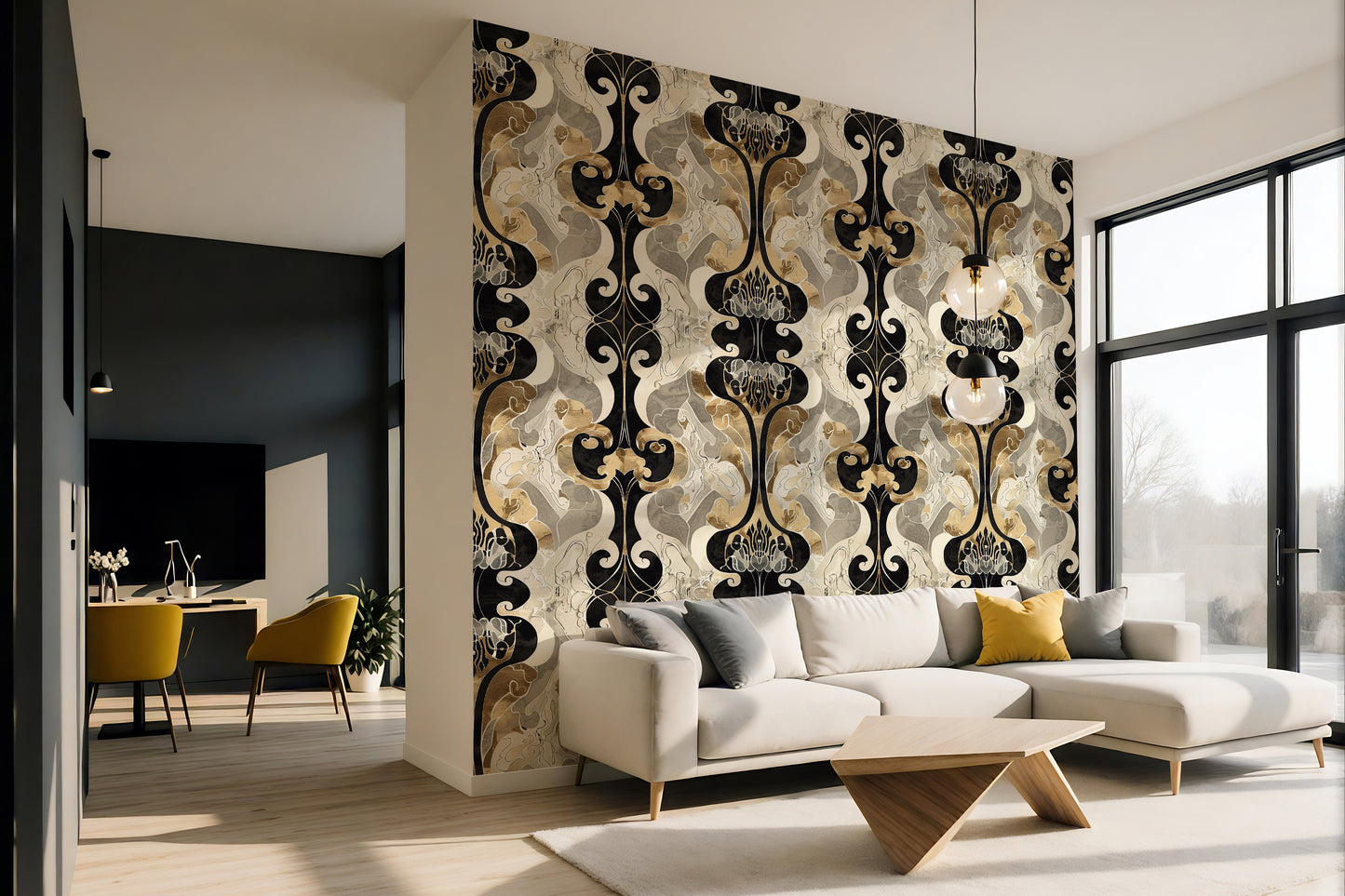 Mid Century Modern Wallpaper Mural in Peel & Stick Canvas Vinyl or Non-Woven