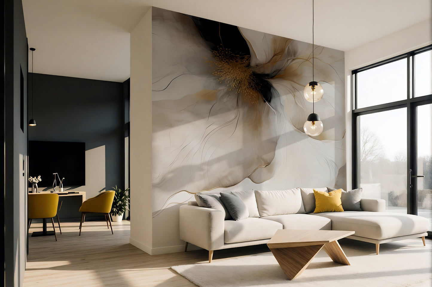 Bold Floral Wallpaper Mural in Peel & Stick Canvas Vinyl or Non-Woven