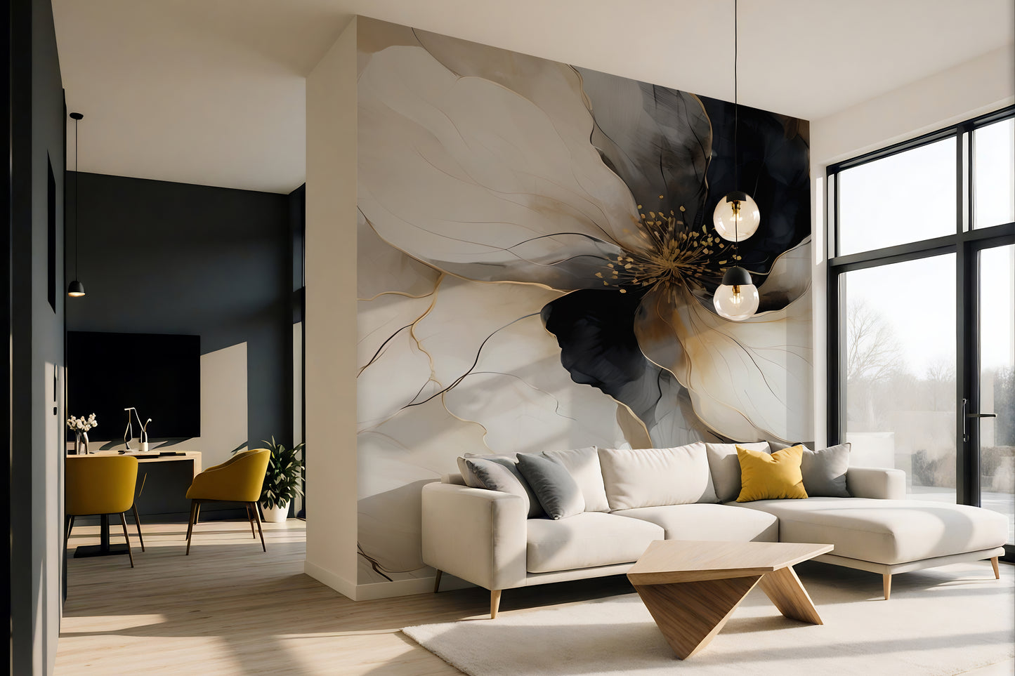 Bold Floral Wallpaper Mural in Peel & Stick Canvas Vinyl or Non-Woven
