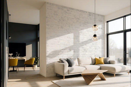 White Painted Brick Wall Wallpaper Mural in Peel & Stick Canvas Vinyl or Non-Woven