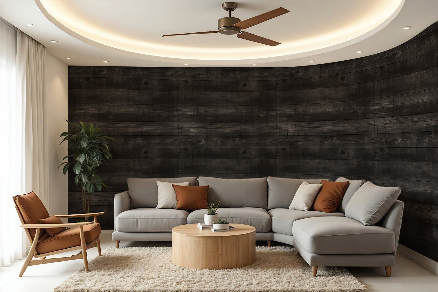 Black Wood Wall Wallpaper Mural in Peel & Stick Canvas Vinyl or Non-Woven