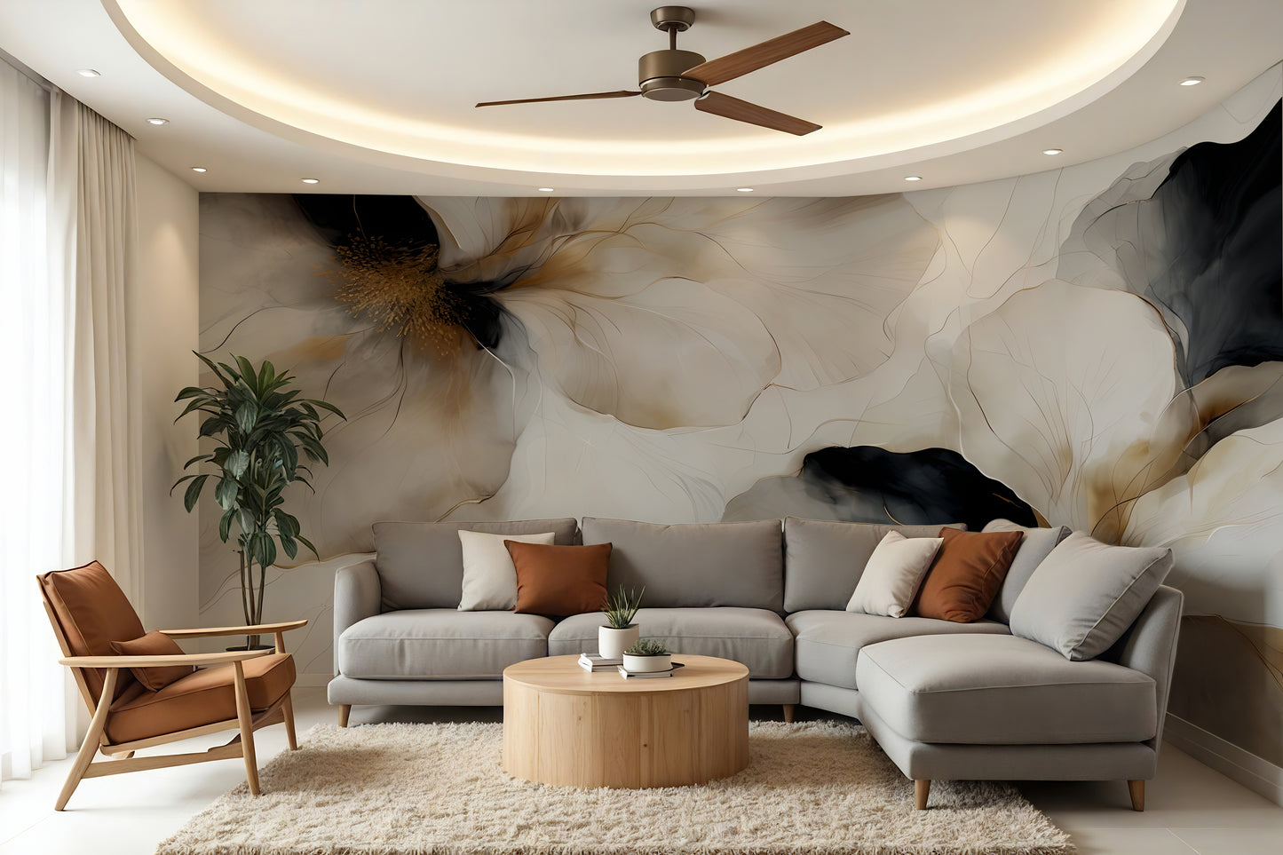 Bold Floral Wallpaper Mural in Peel & Stick Canvas Vinyl or Non-Woven