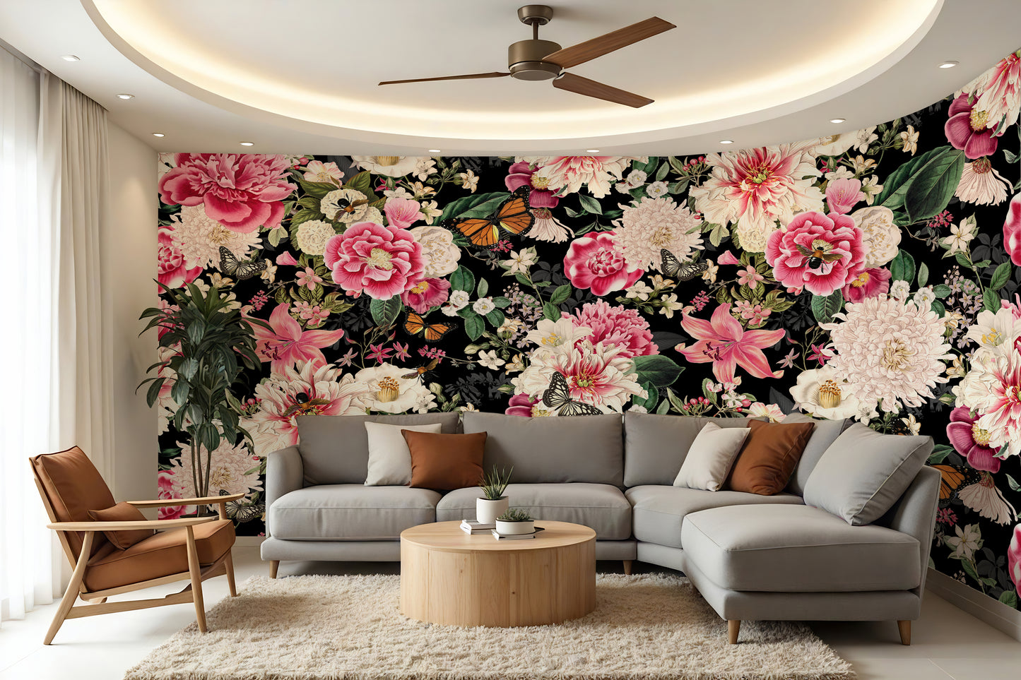 Floral Fantasy Blooms and Butterflies Wallpaper Mural