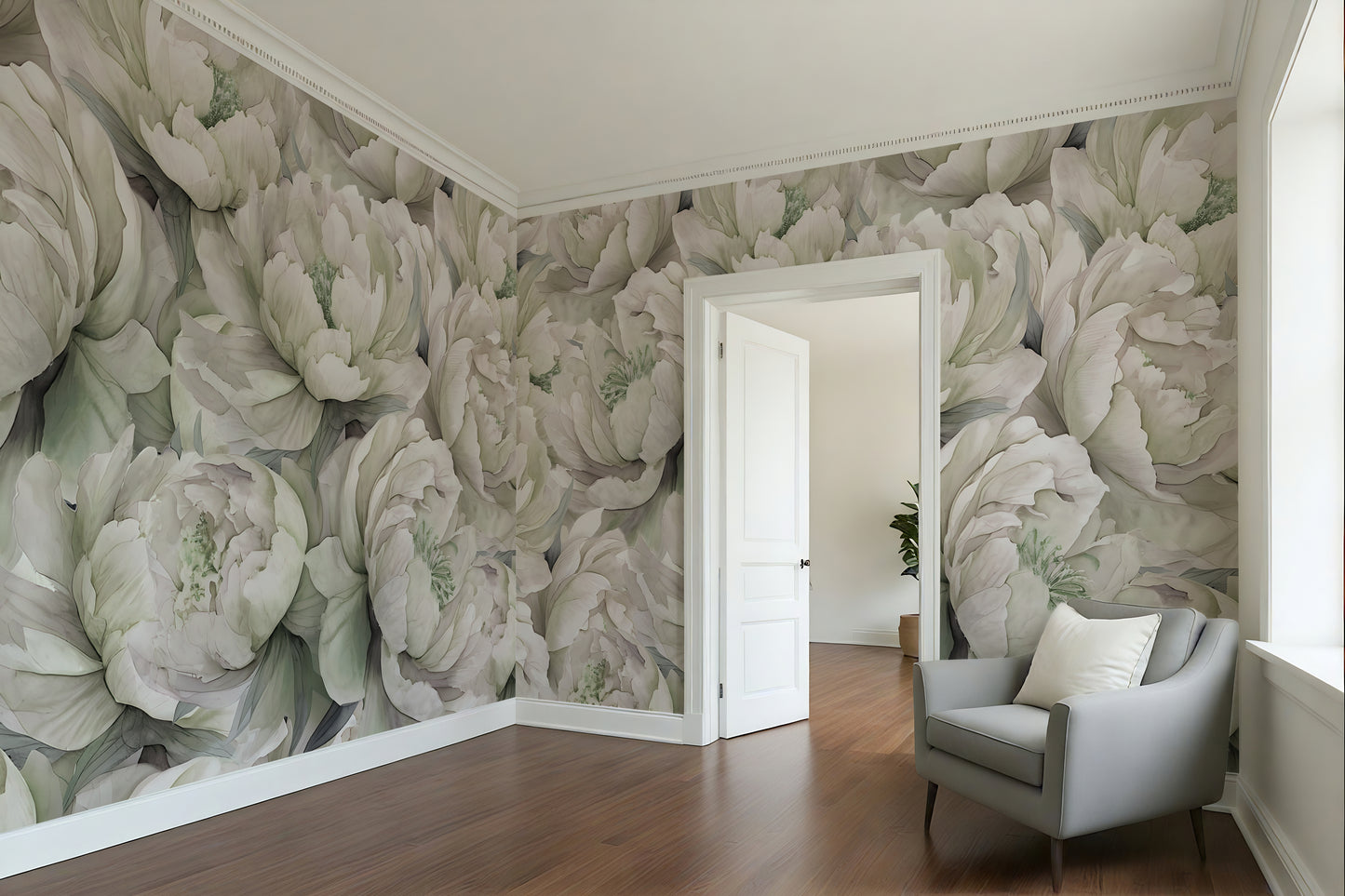 Big Floral Print Wall Wallpaper Mural in Peel & Stick Canvas Vinyl or Non-Woven