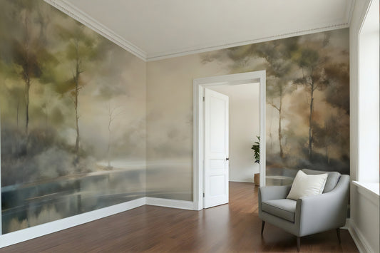Calm Waters Wall Wallpaper Mural in Peel & Stick Canvas Vinyl or Non-Woven