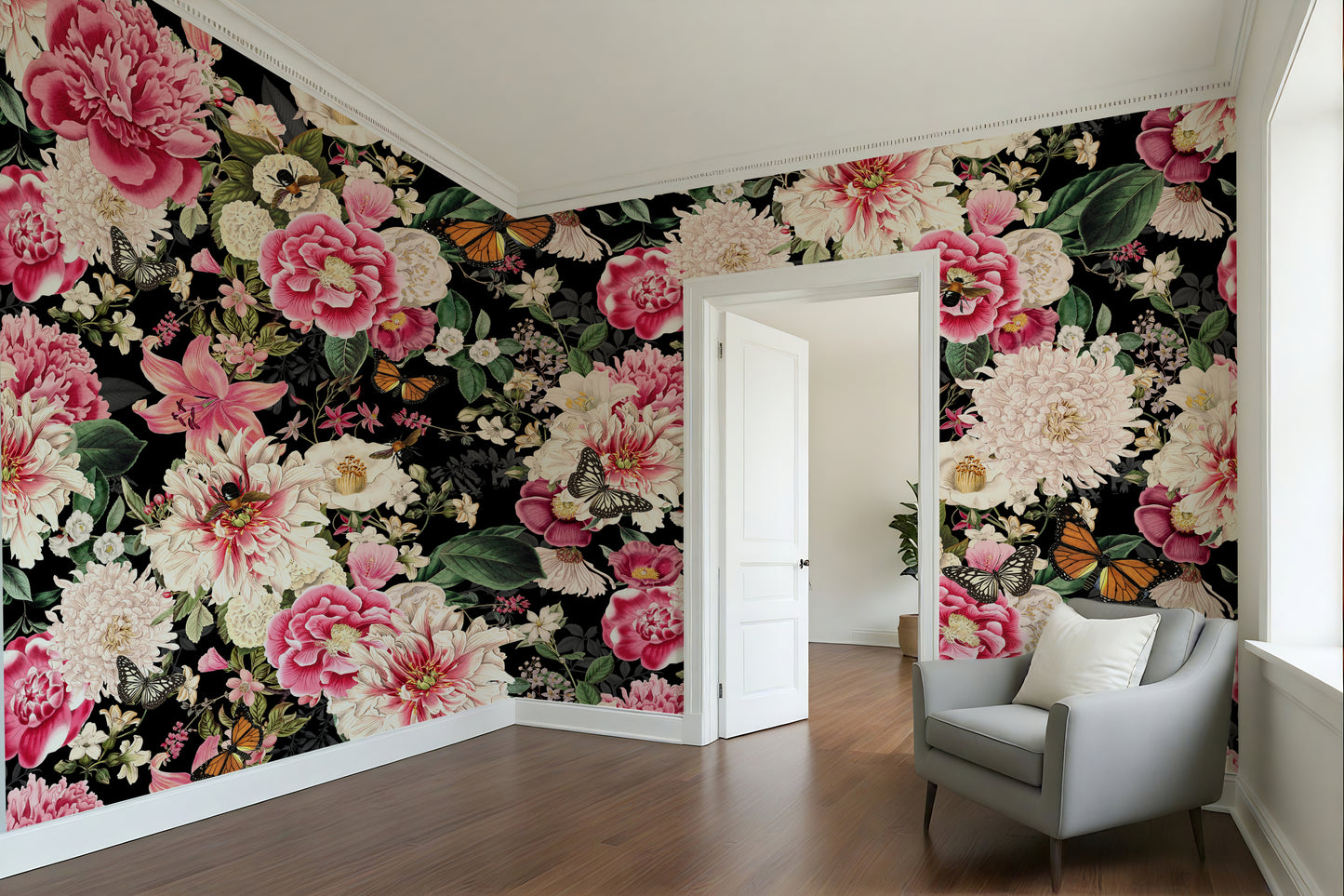 Floral Fantasy Blooms and Butterflies Wallpaper Mural