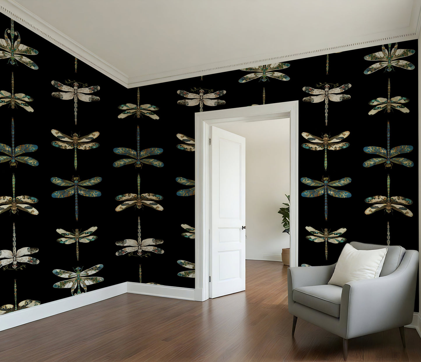 Mystic Dragonfly Luxury Wallpaper Textured Paper or Peel and Stick