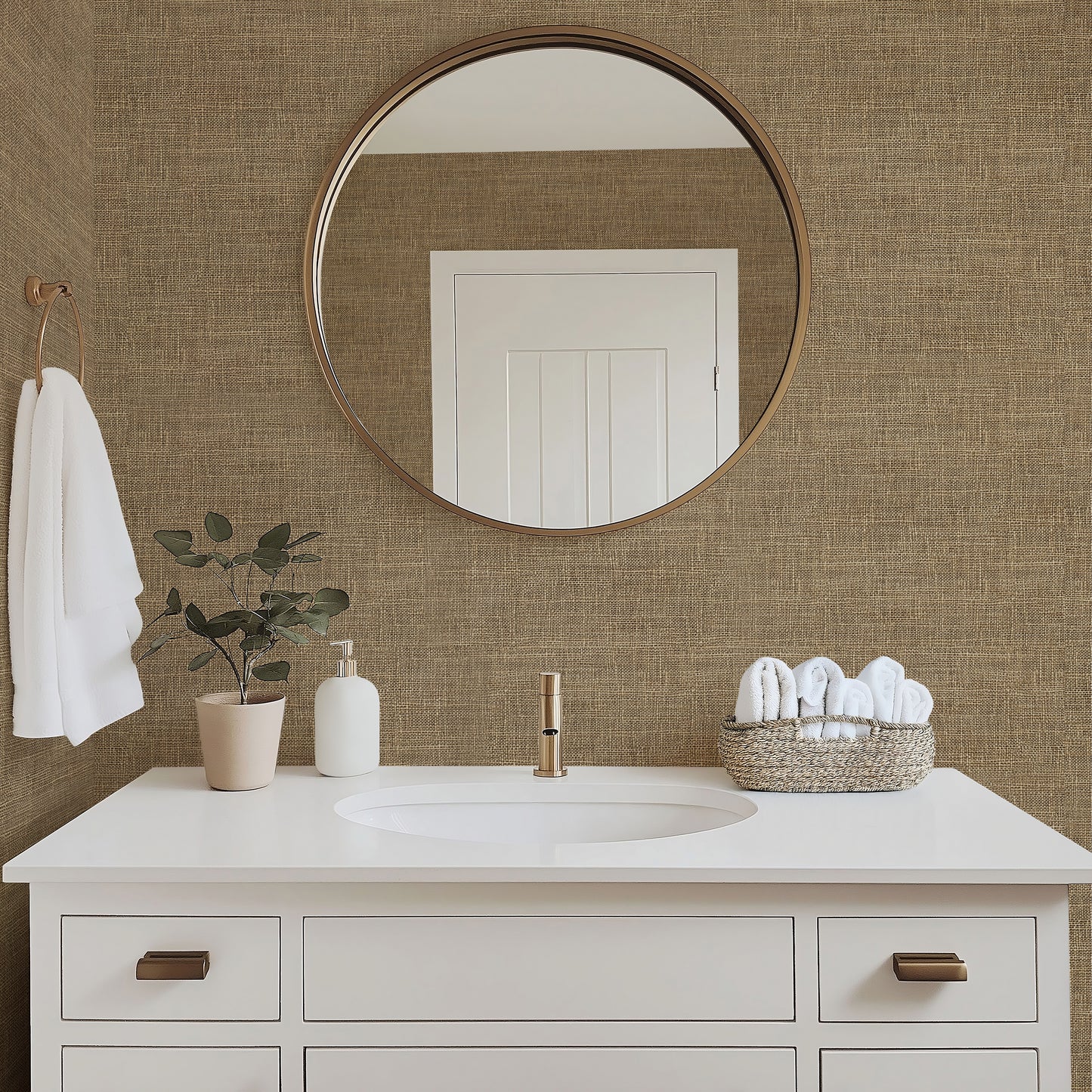Burlap look Farmhouse Wallpaper Mural