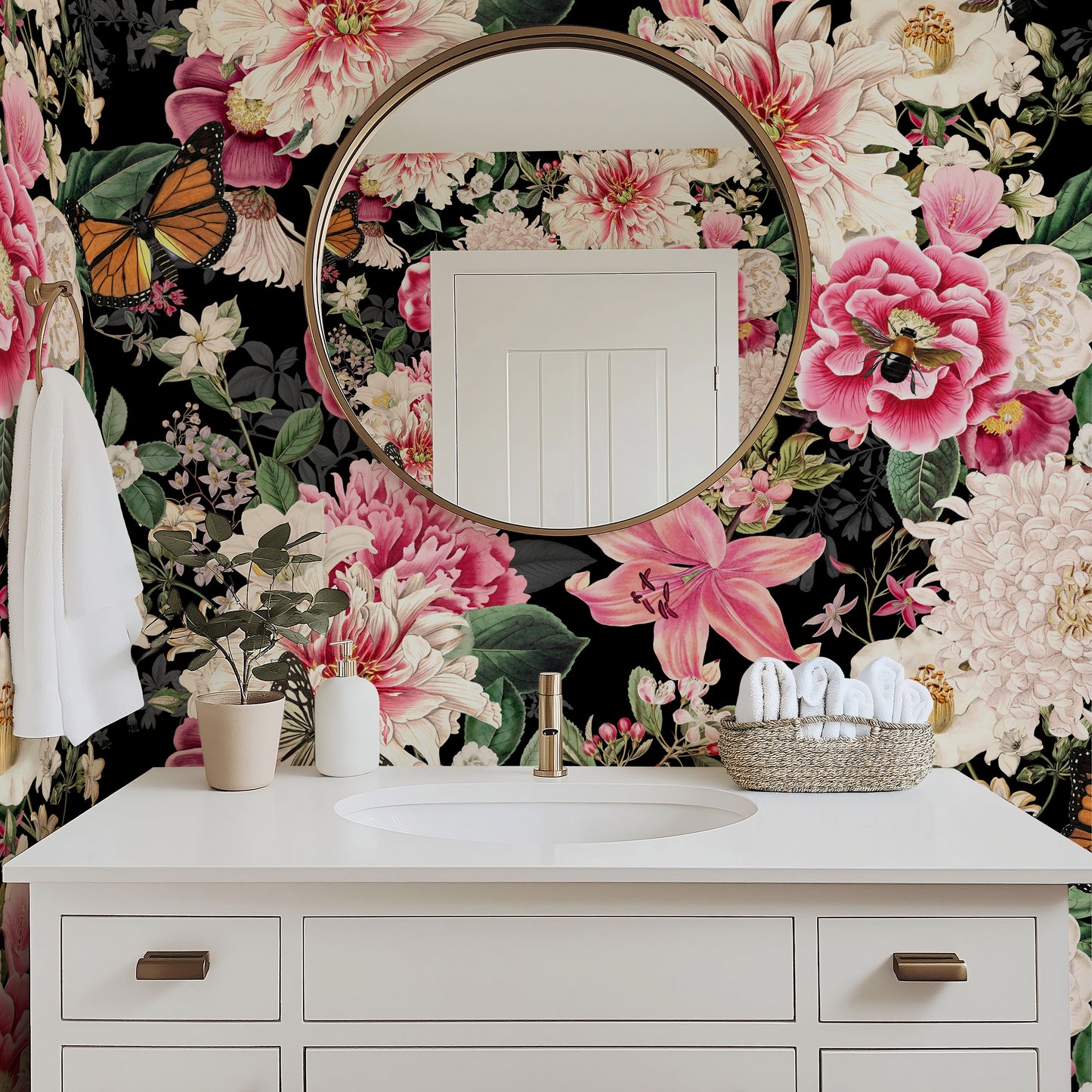 Floral Fantasy Blooms and Butterflies Wallpaper Mural