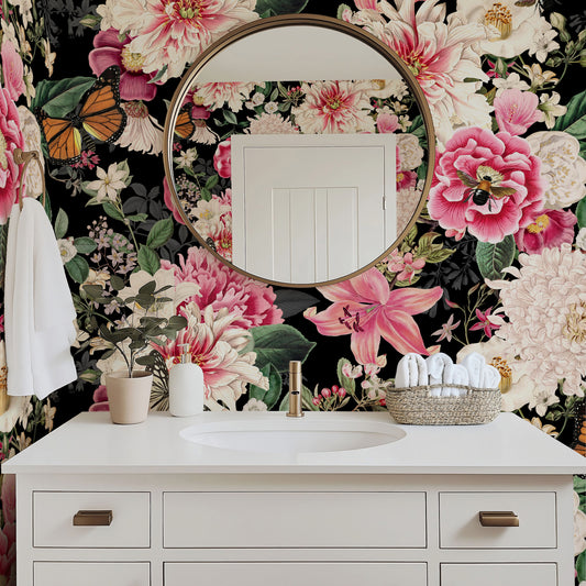 Floral Fantasy Blooms and Butterflies Wallpaper Mural