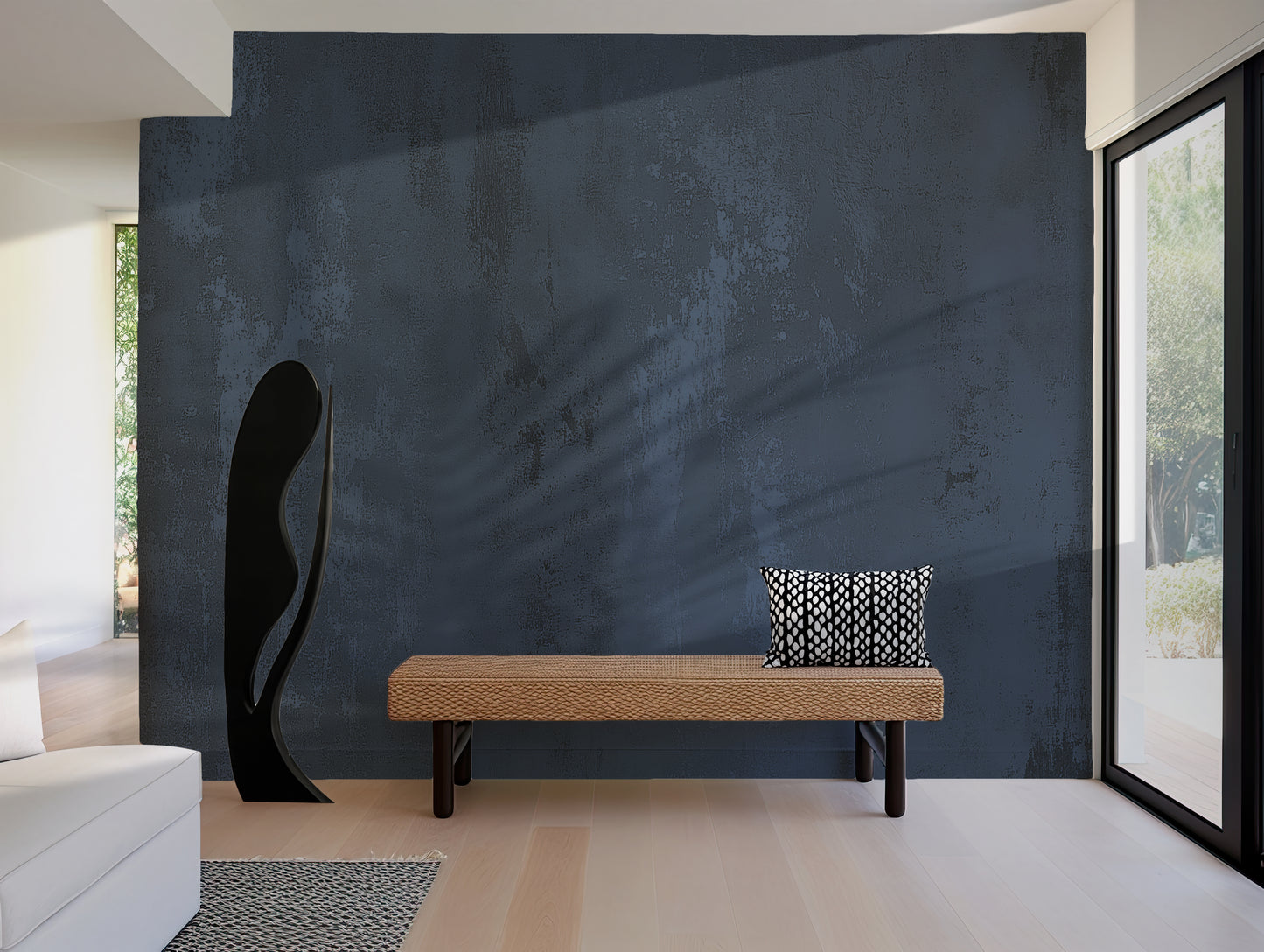 Navy Blue Plaster Textured Luxury Wallpaper Mural