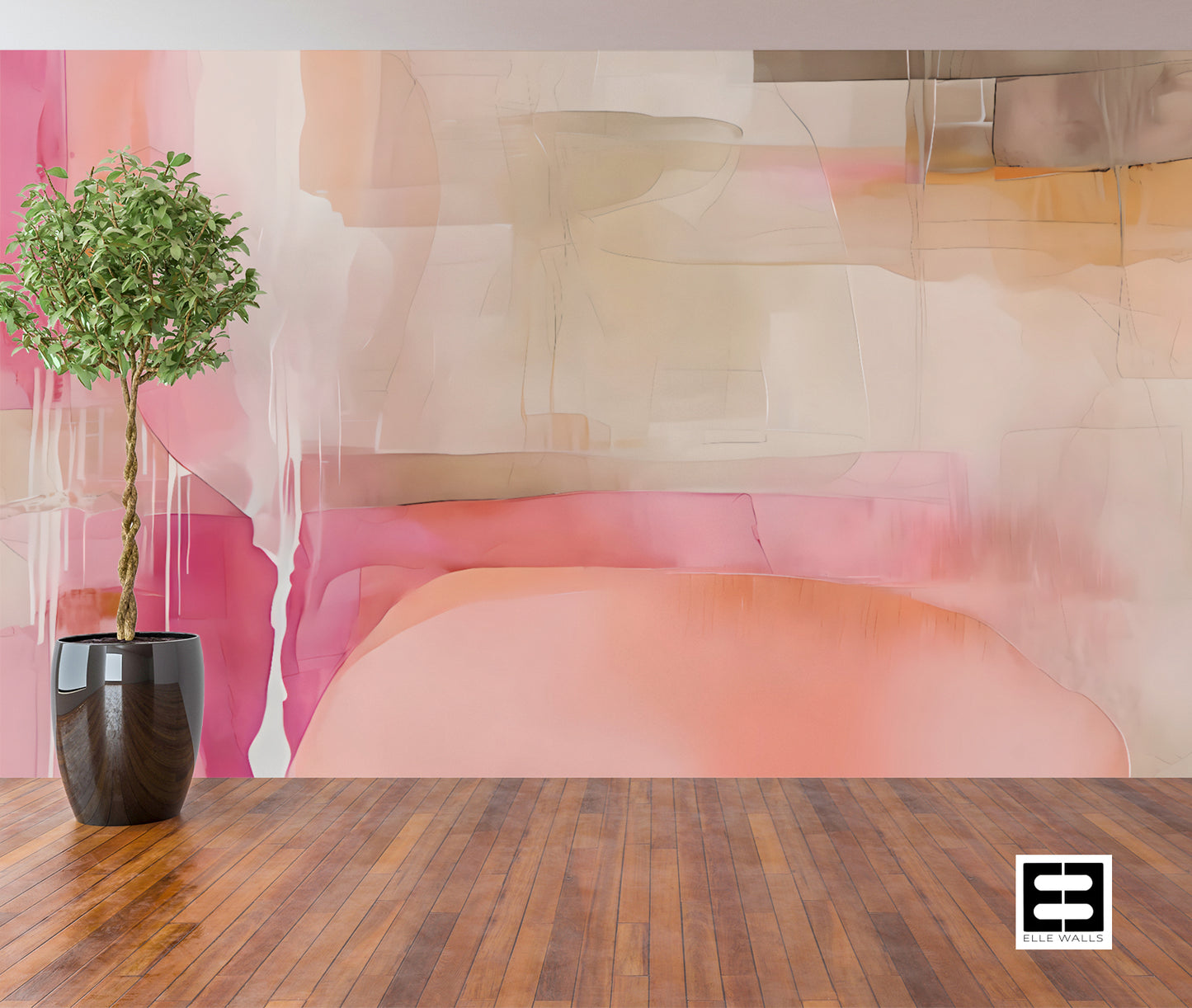 Neutral Drip Effect Abstract Wall Mural Modern Wallpaper in Peel & Stick Canvas Vinyl or Non-Woven