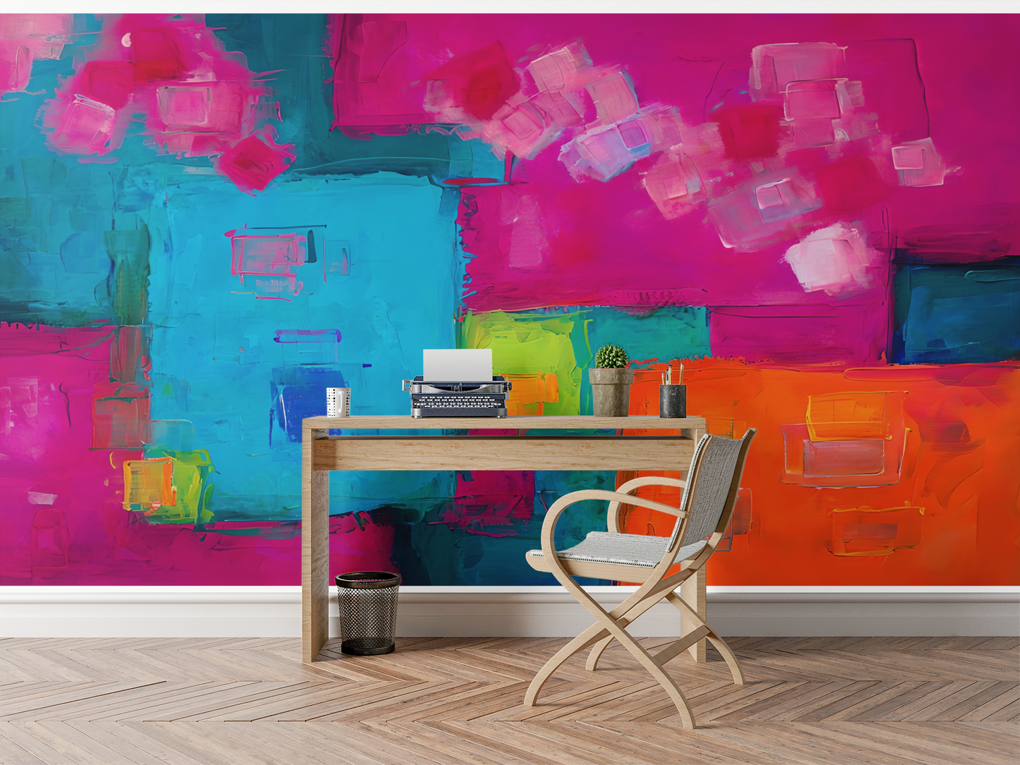 Colorful Abstract Luxury Wallpaper Mural in Peel & Stick Canvas Vinyl or Non-Woven