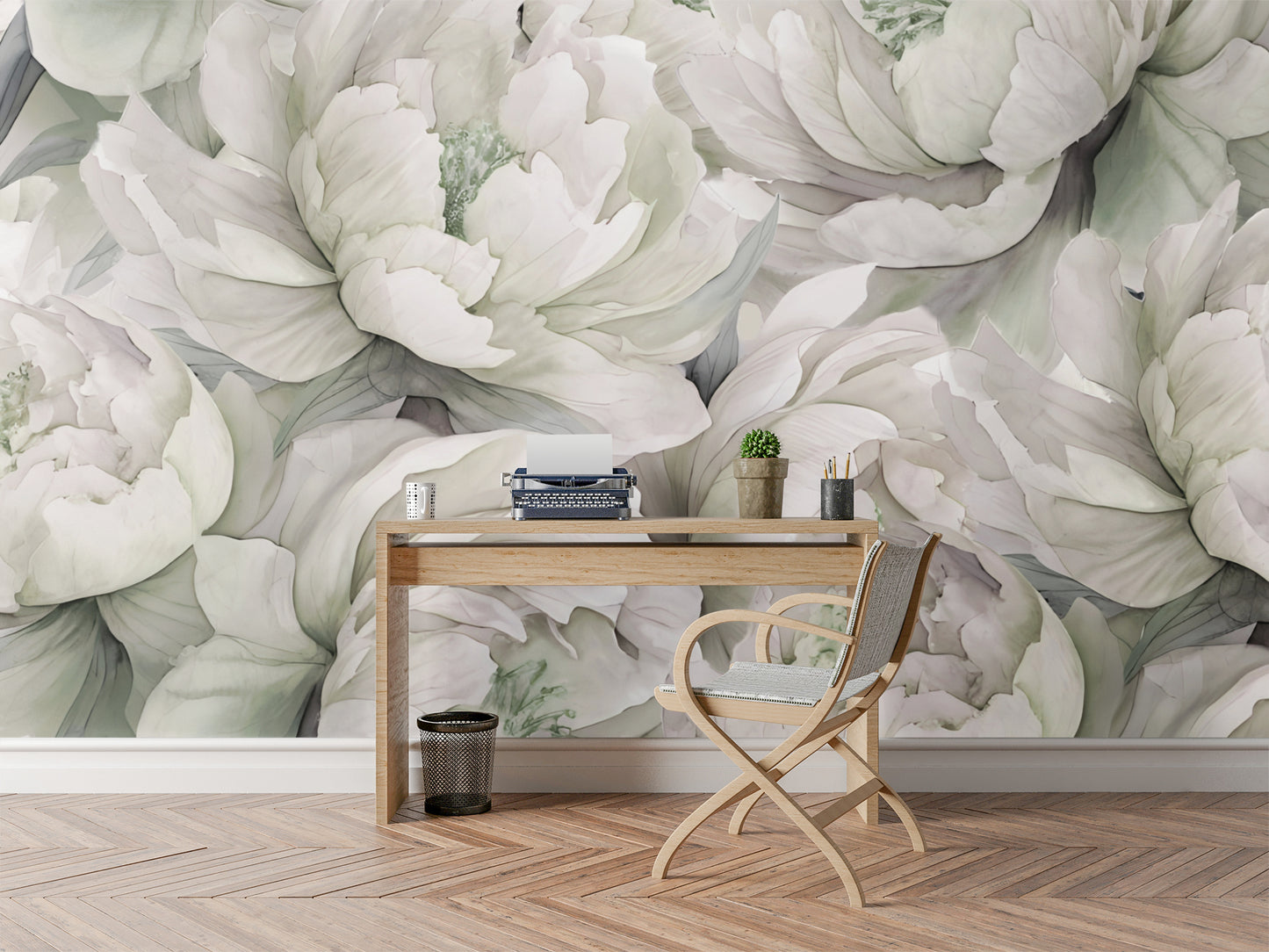 Big Floral Print Wall Wallpaper Mural in Peel & Stick Canvas Vinyl or Non-Woven