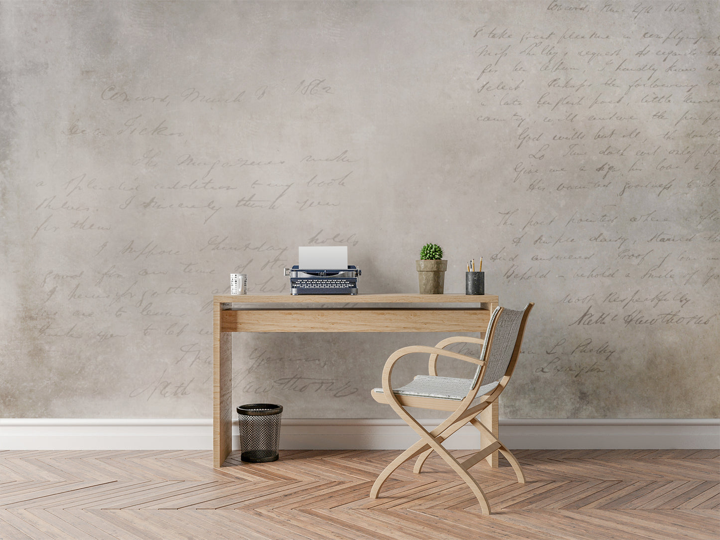Vintage Distressed Handwriting textured Wallpaper Mural