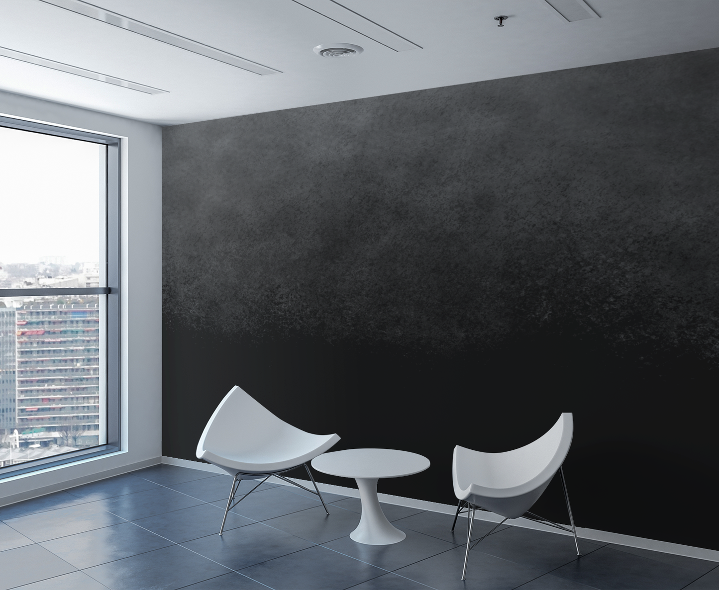 Black Ombre Abstract Luxury Wallpaper Mural in Peel & Stick Canvas Vinyl or Non-Woven