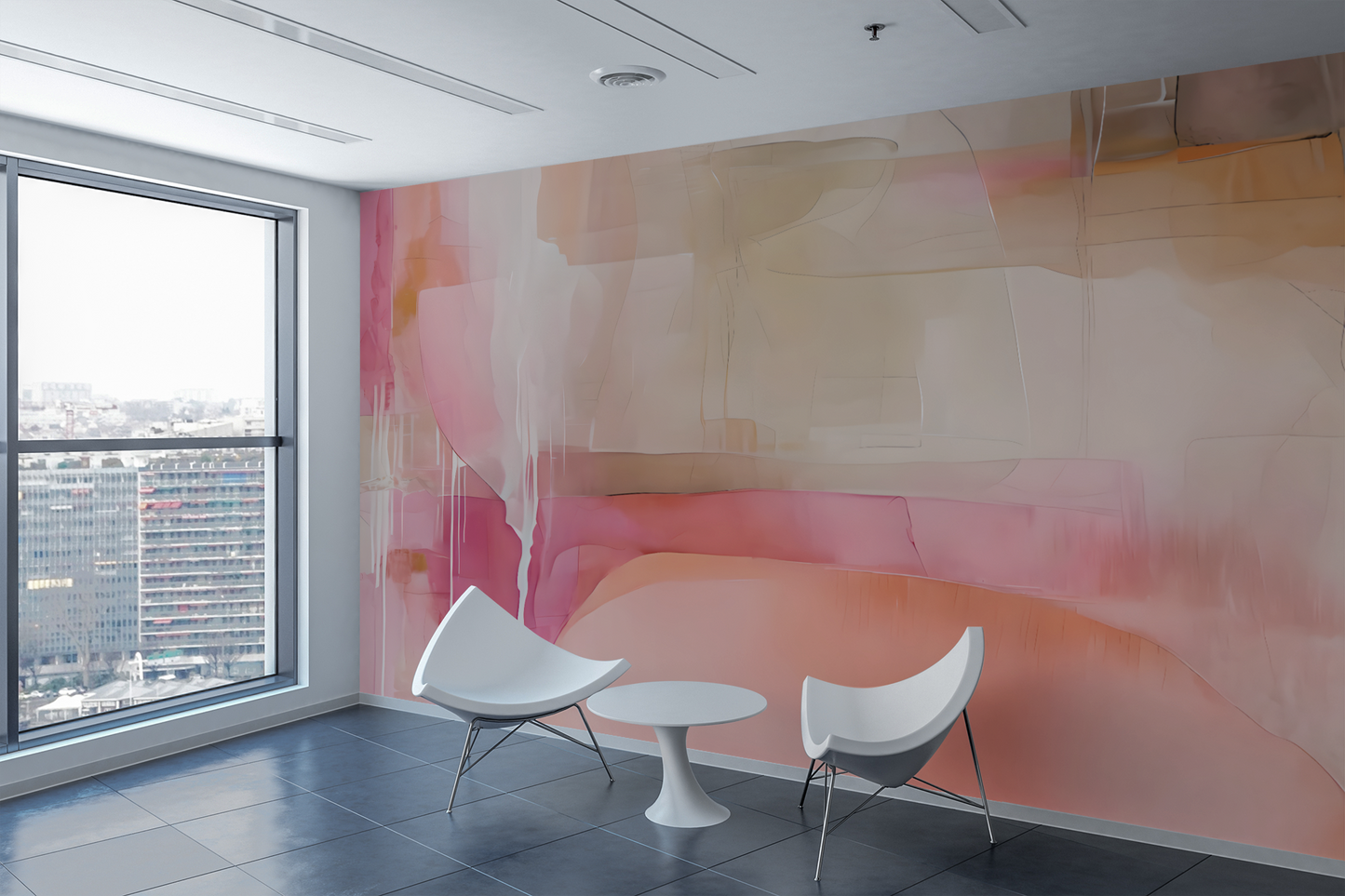 Neutral Drip Effect Abstract Wall Mural Modern Wallpaper in Peel & Stick Canvas Vinyl or Non-Woven