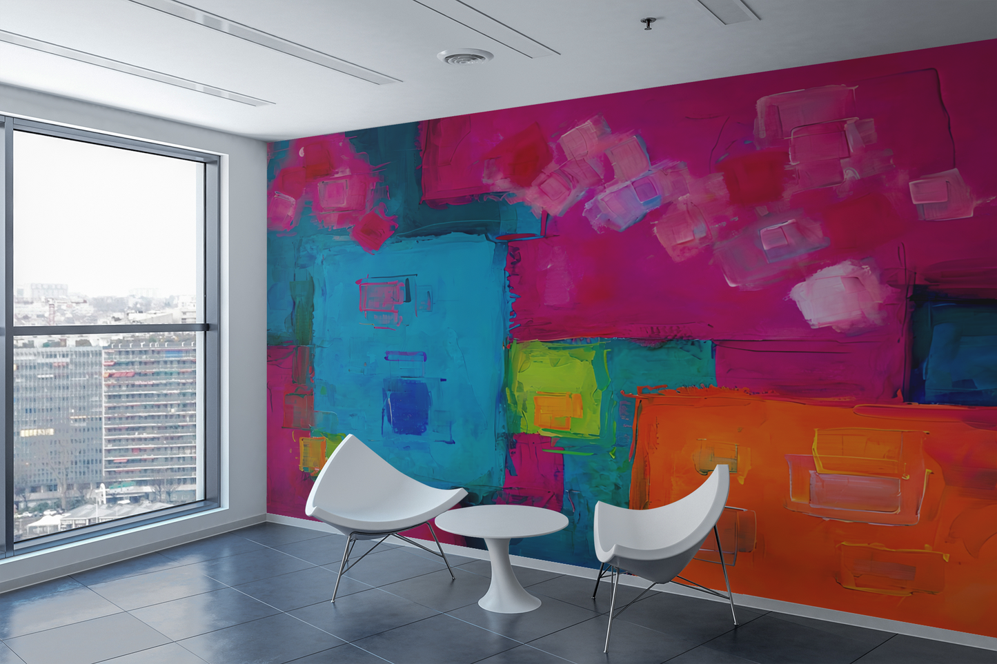 Colorful Abstract Luxury Wallpaper Mural in Peel & Stick Canvas Vinyl or Non-Woven