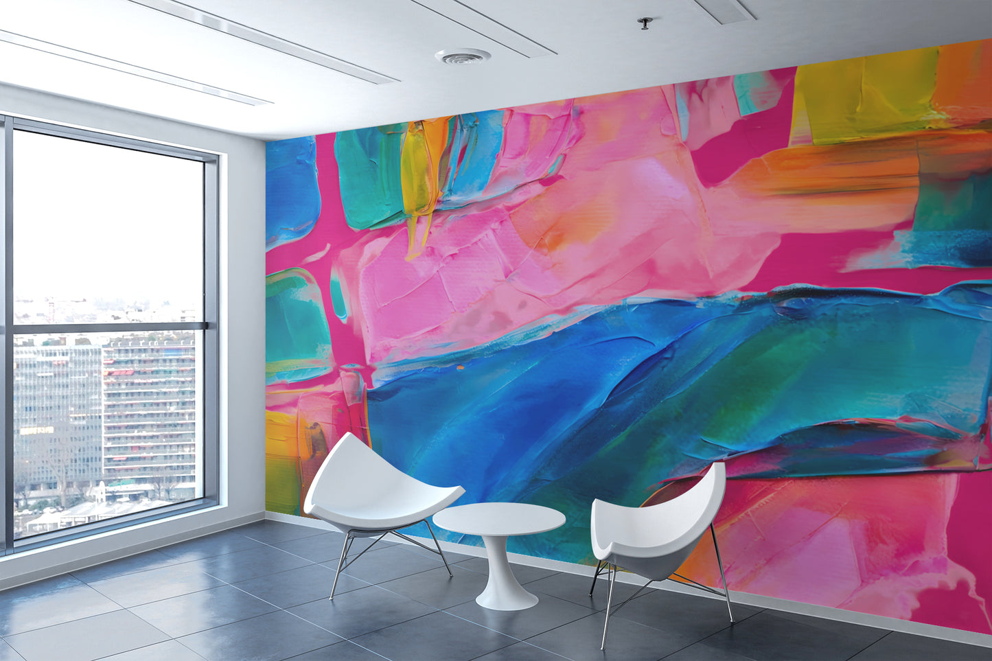 Colorful Abstract Luxury Wallpaper Mural in Peel & Stick Canvas Vinyl or Non-Woven
