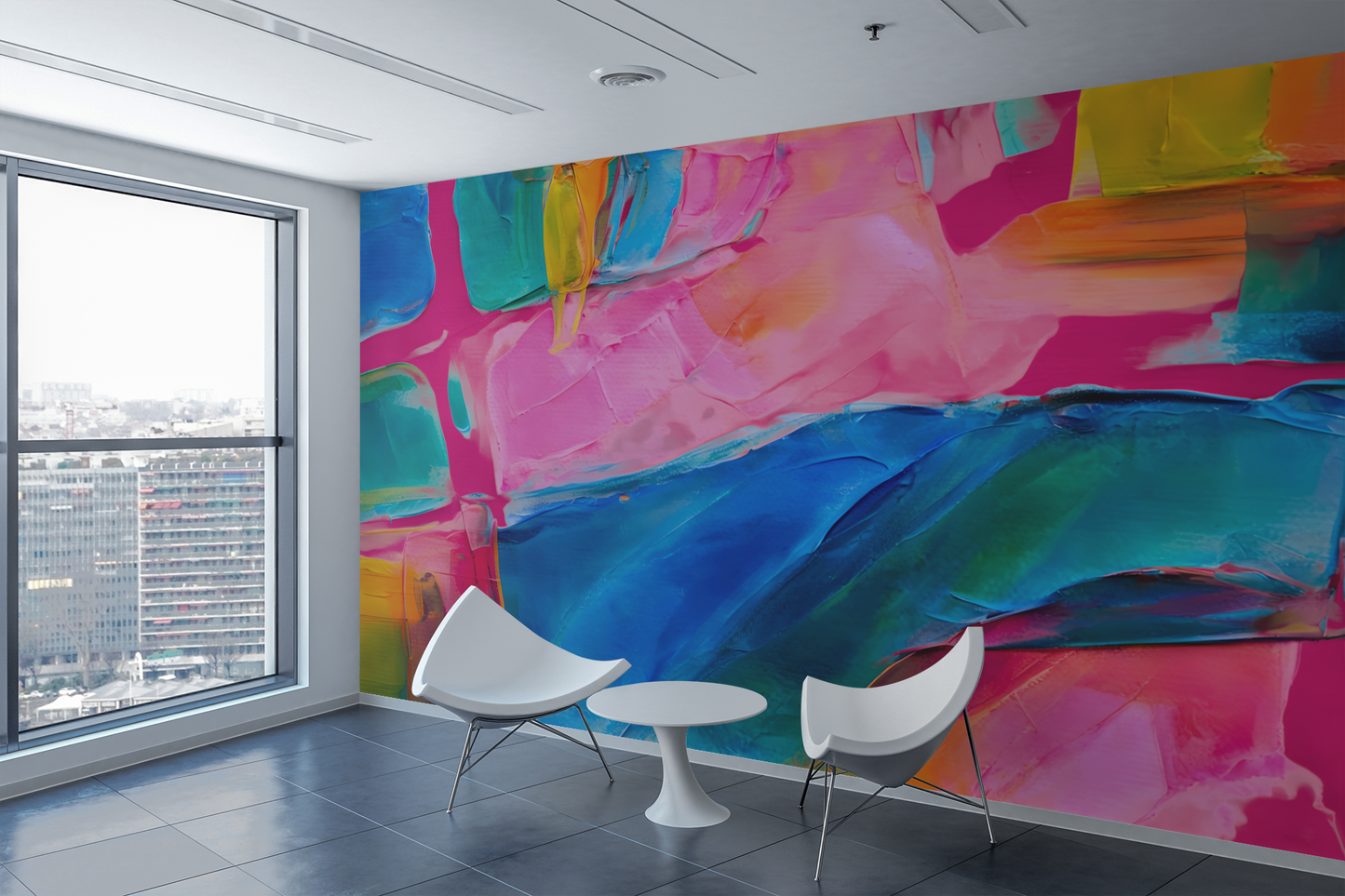 Colorful Abstract Luxury Wallpaper Mural in Peel & Stick Canvas Vinyl or Non-Woven