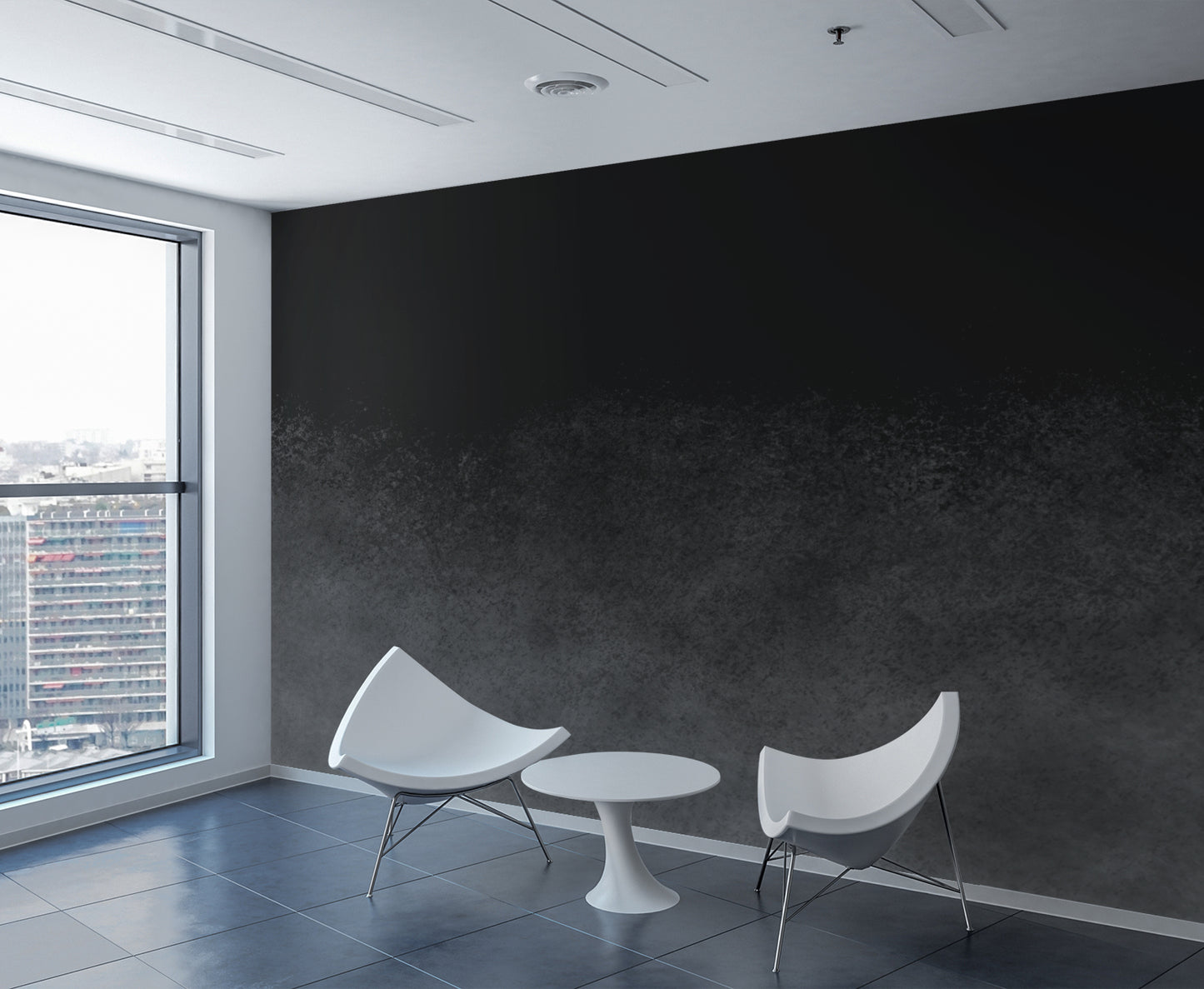 Black Ombre Abstract Luxury Wallpaper Mural in Peel & Stick Canvas Vinyl or Non-Woven