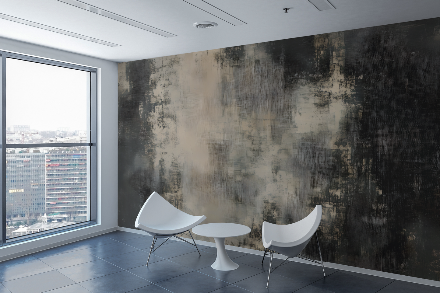 Distressed Linen Abstract Wall Mural Modern Wallpaper in Peel & Stick Canvas Vinyl or Non-Woven