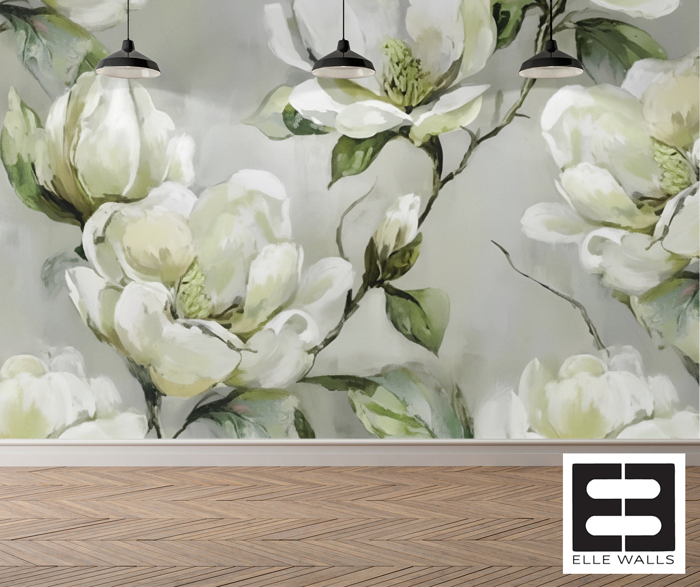 Big Watercolor Floral Print Wall Wallpaper Mural in Peel & Stick Canvas Vinyl or Non-Woven