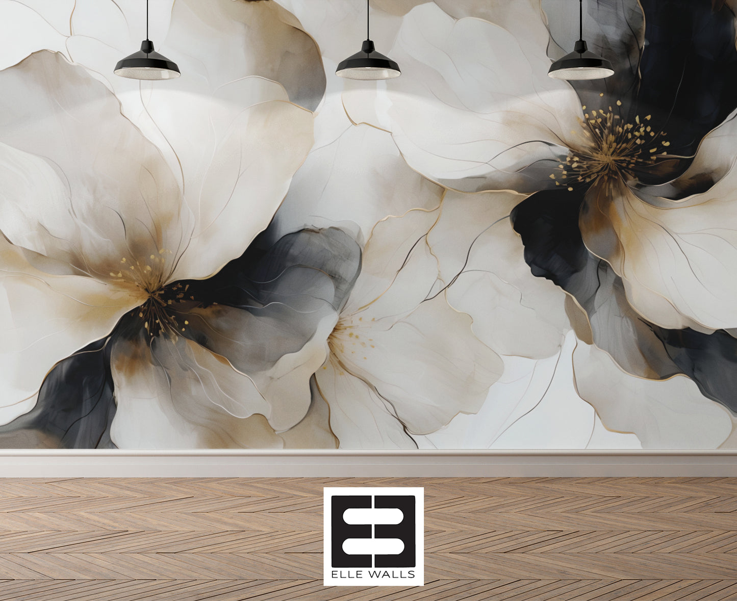 Bold Floral Wallpaper Mural in Peel & Stick Canvas Vinyl or Non-Woven