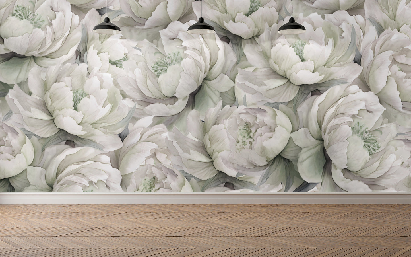 Big Floral Print Wall Wallpaper Mural in Peel & Stick Canvas Vinyl or Non-Woven
