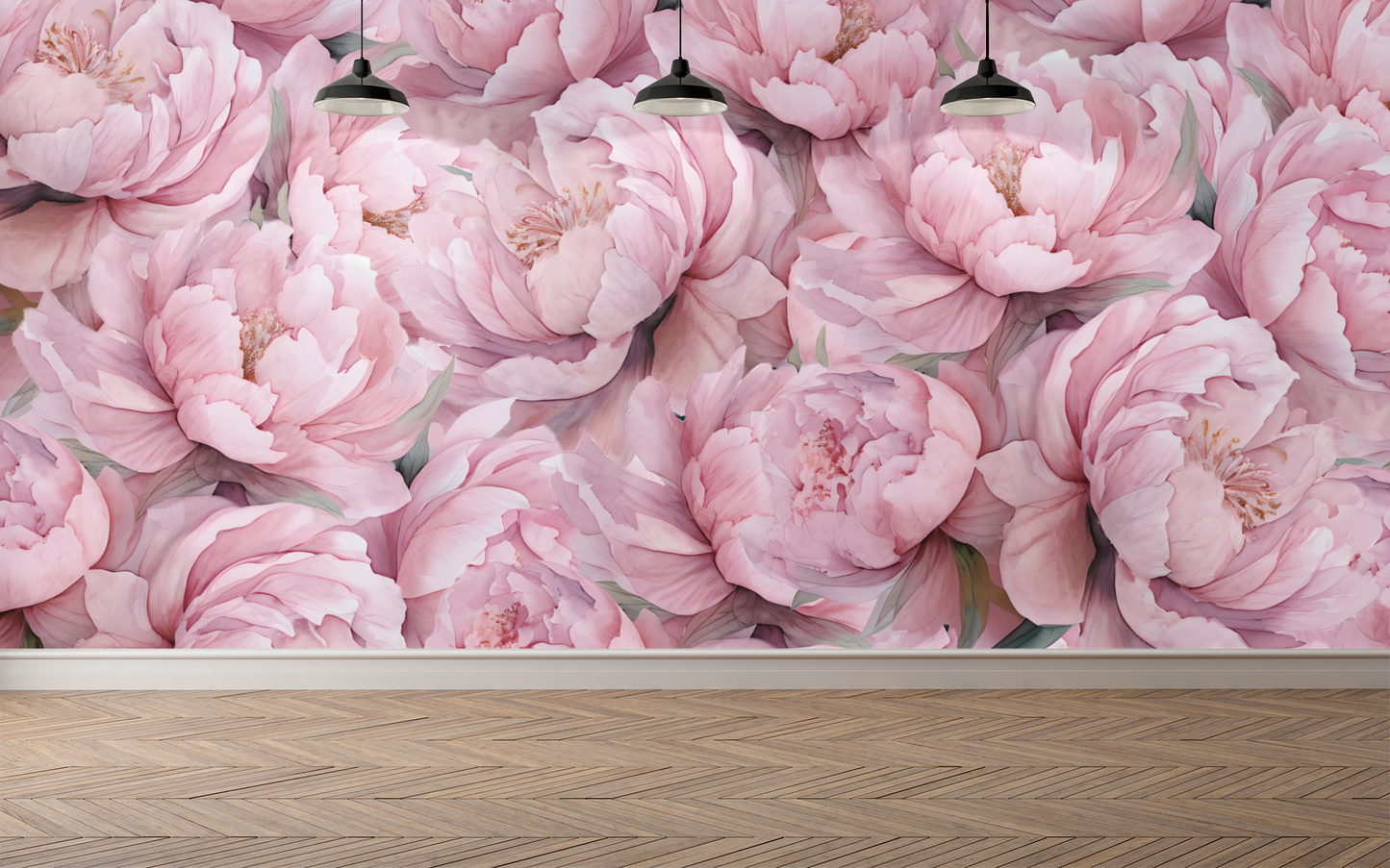 Big Pink Floral Print Wall Wallpaper Mural in Peel & Stick Canvas Vinyl or Non-Woven