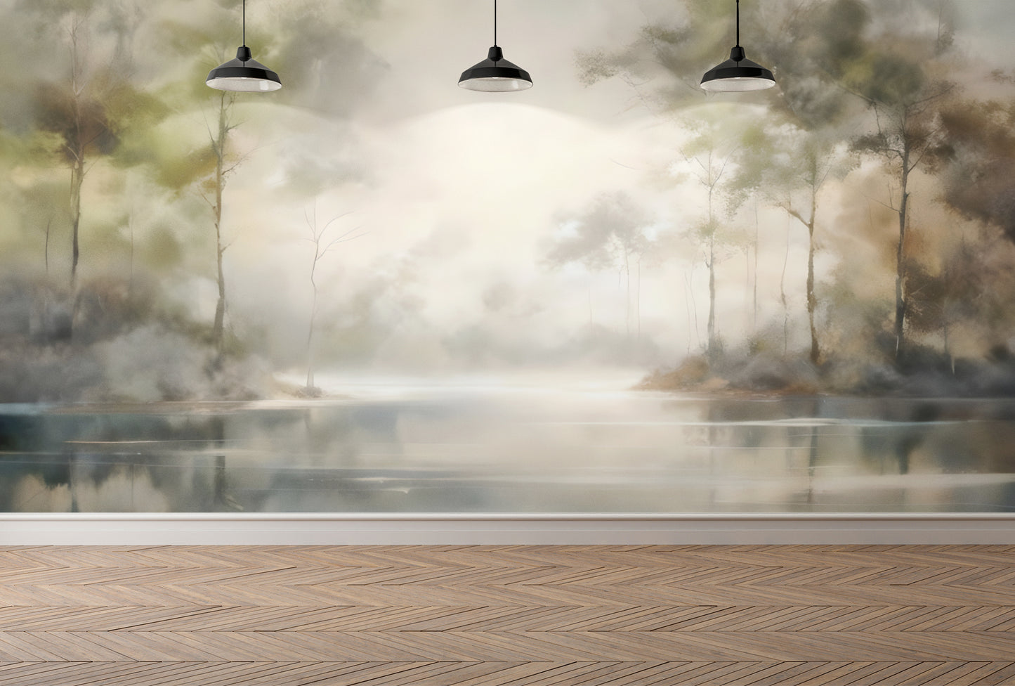 Calm Waters Wall Wallpaper Mural in Peel & Stick Canvas Vinyl or Non-Woven