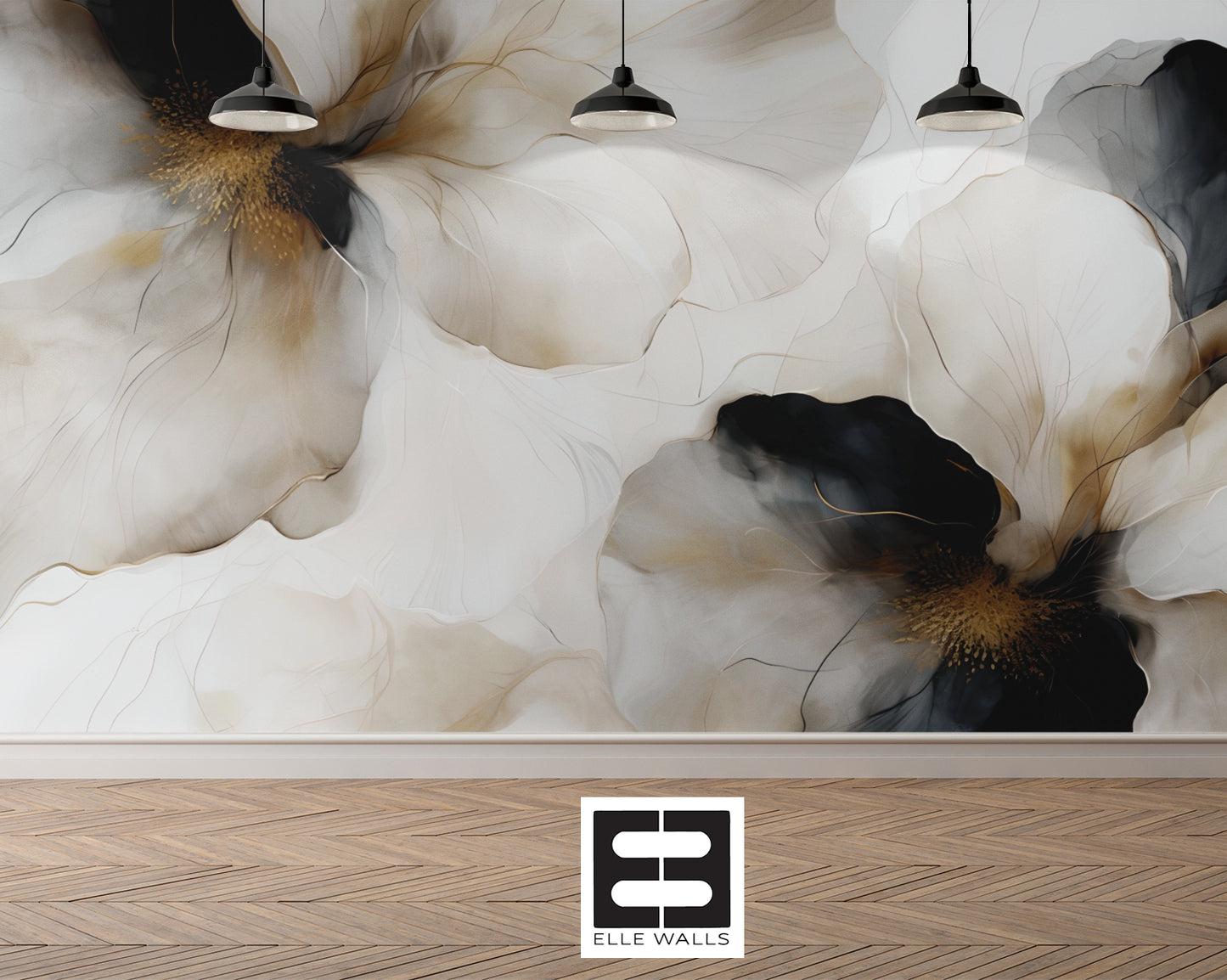 Bold Floral Wallpaper Mural in Peel & Stick Canvas Vinyl or Non-Woven