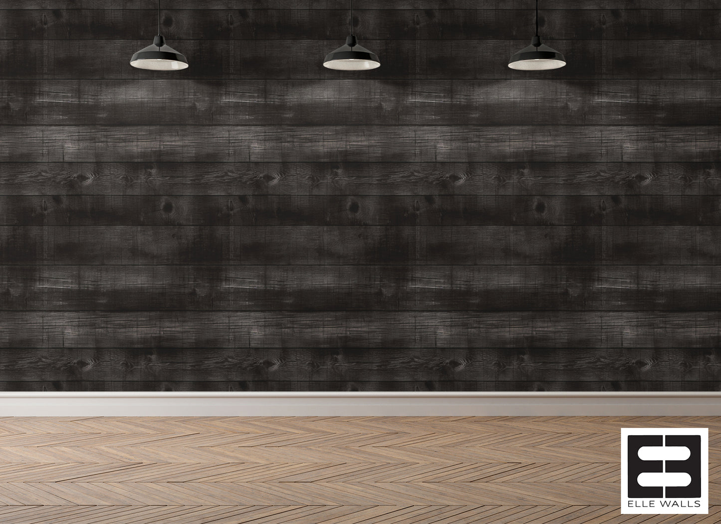 Black Wood Wall Wallpaper Mural in Peel & Stick Canvas Vinyl or Non-Woven
