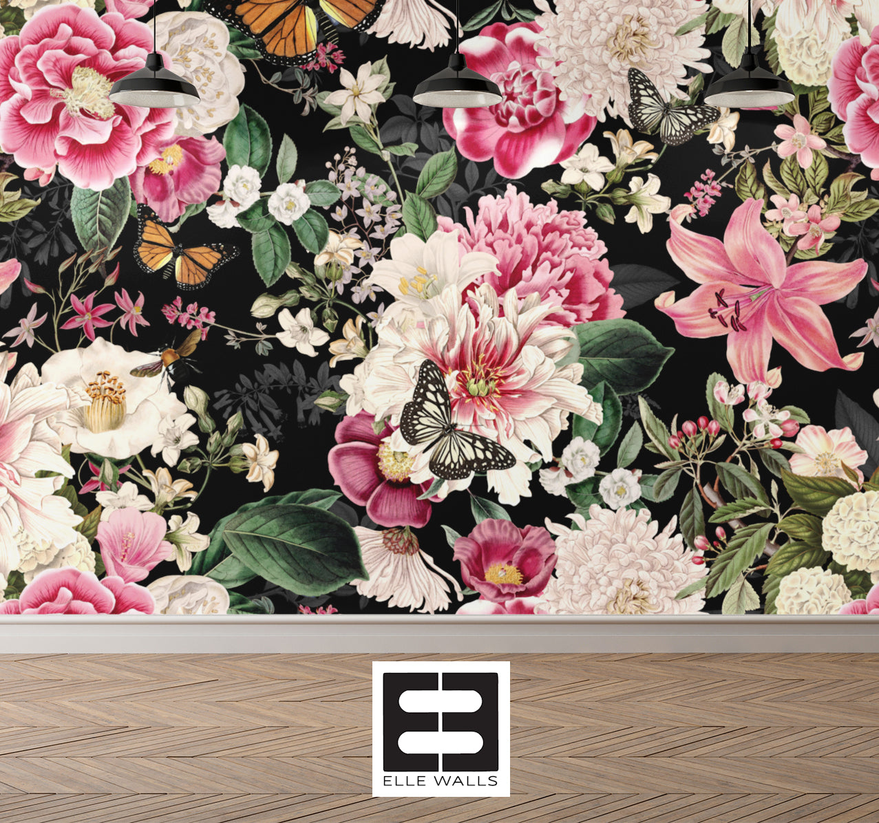 Floral Fantasy Blooms and Butterflies Wallpaper Mural
