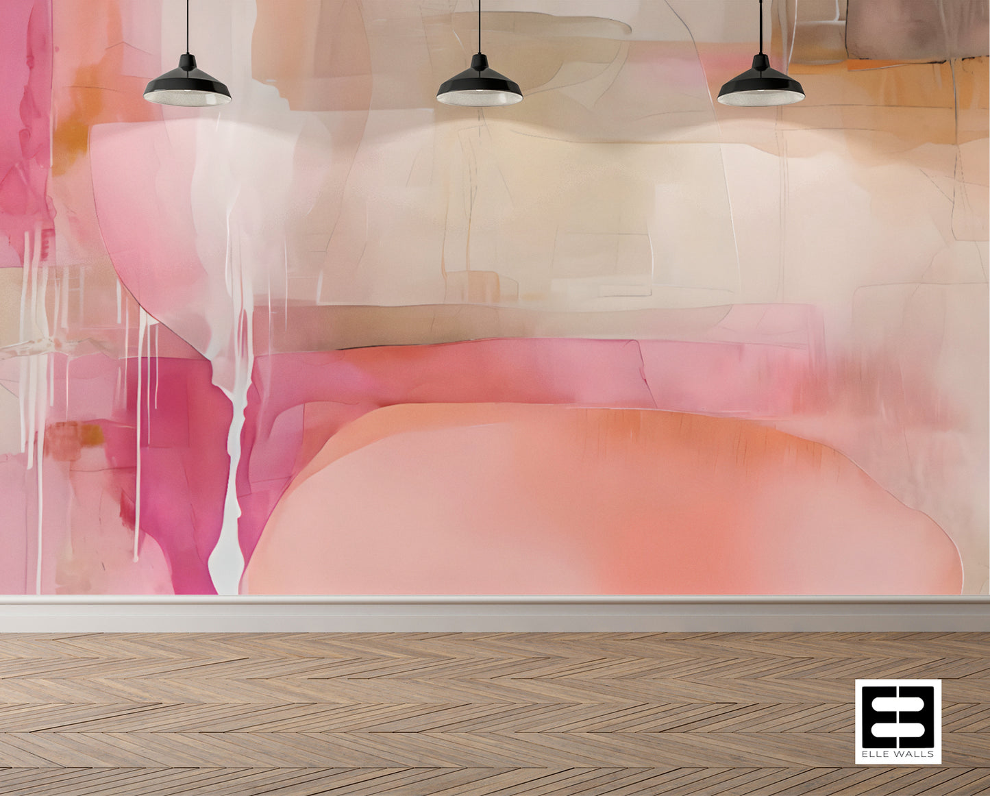 Neutral Drip Effect Abstract Wall Mural Modern Wallpaper in Peel & Stick Canvas Vinyl or Non-Woven