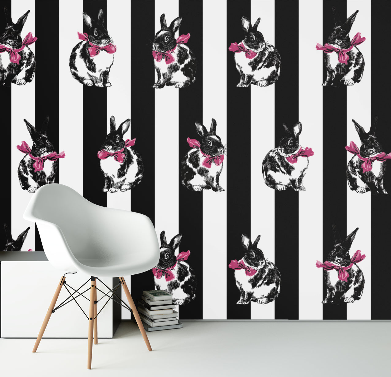 Bunnies and Stripes Luxury Wallpaper Mural