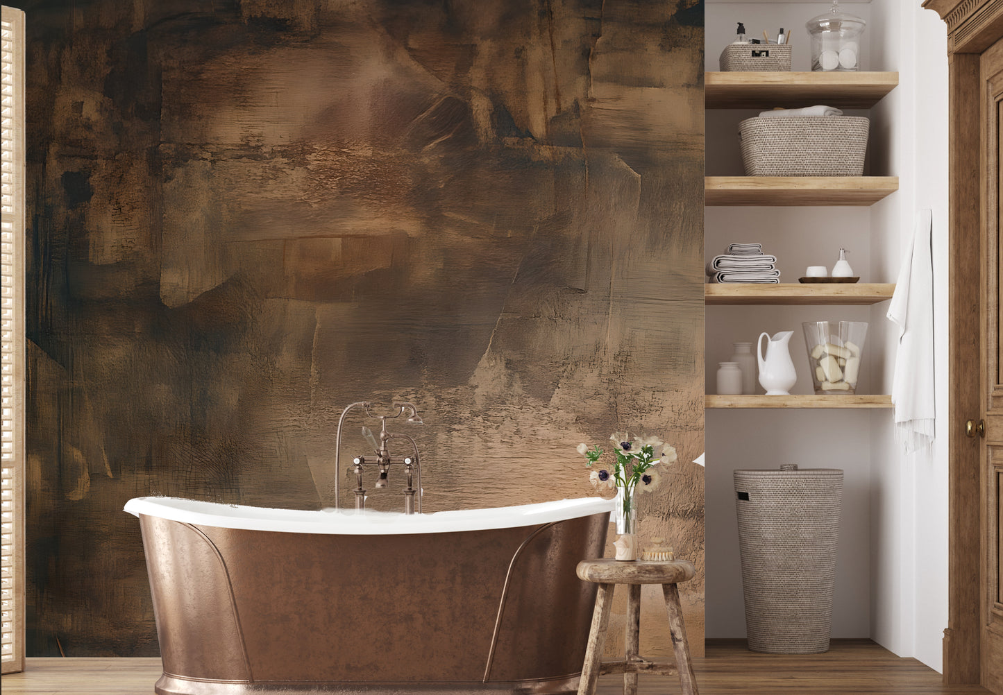 Leather Look Abstract Luxury Wallpaper Mural in Peel & Stick Canvas Vinyl or Non-Woven