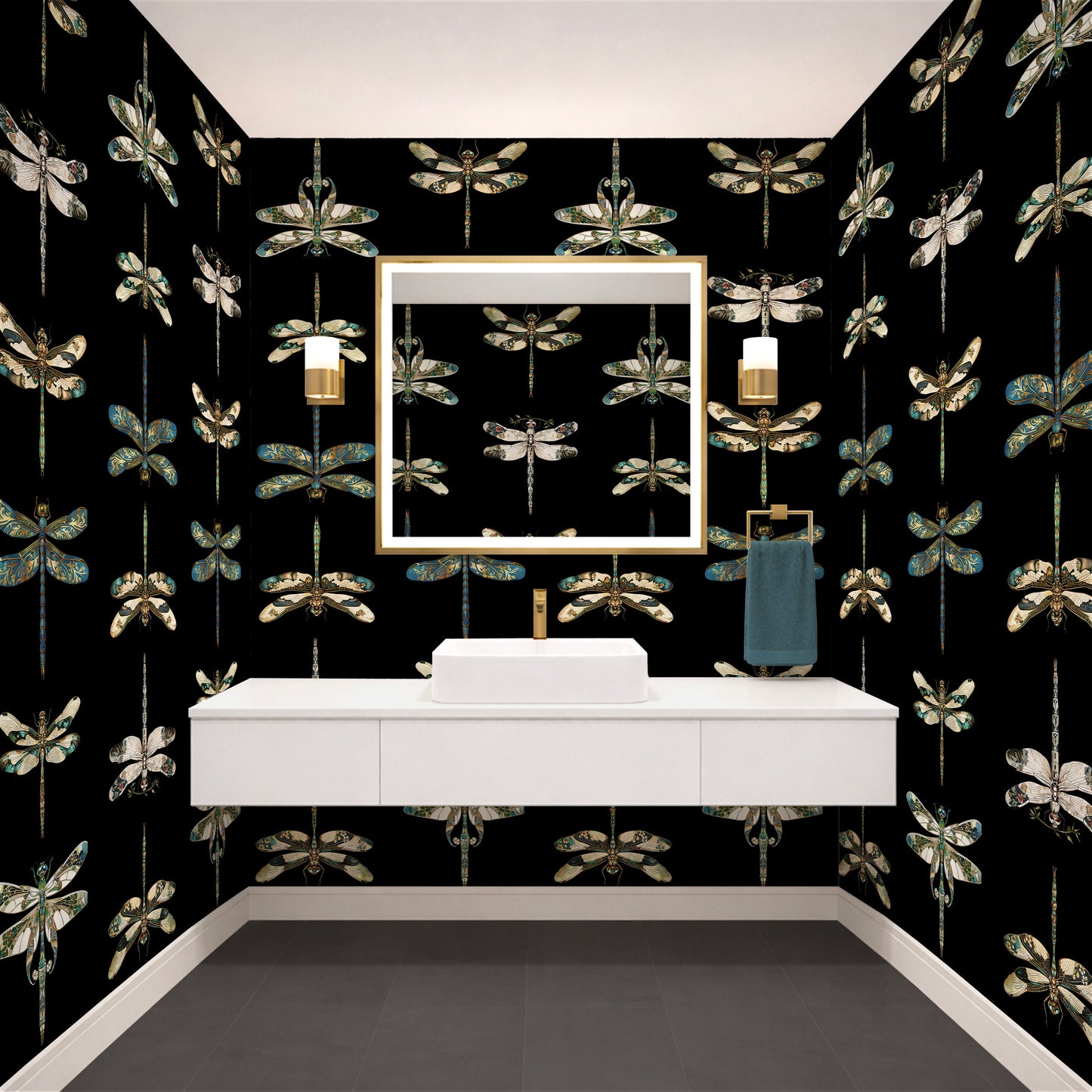 Mystic Dragonfly Luxury Wallpaper Textured Paper or Peel and Stick