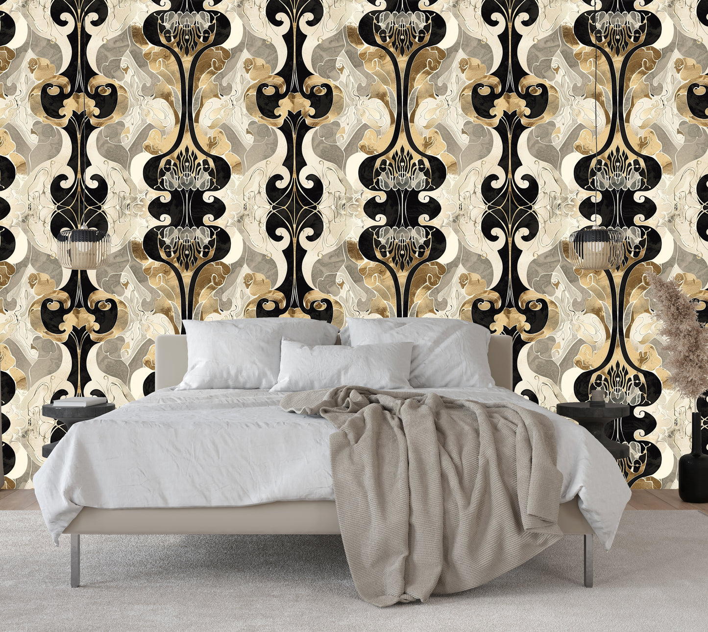 Mid Century Modern Wallpaper Mural in Peel & Stick Canvas Vinyl or Non-Woven