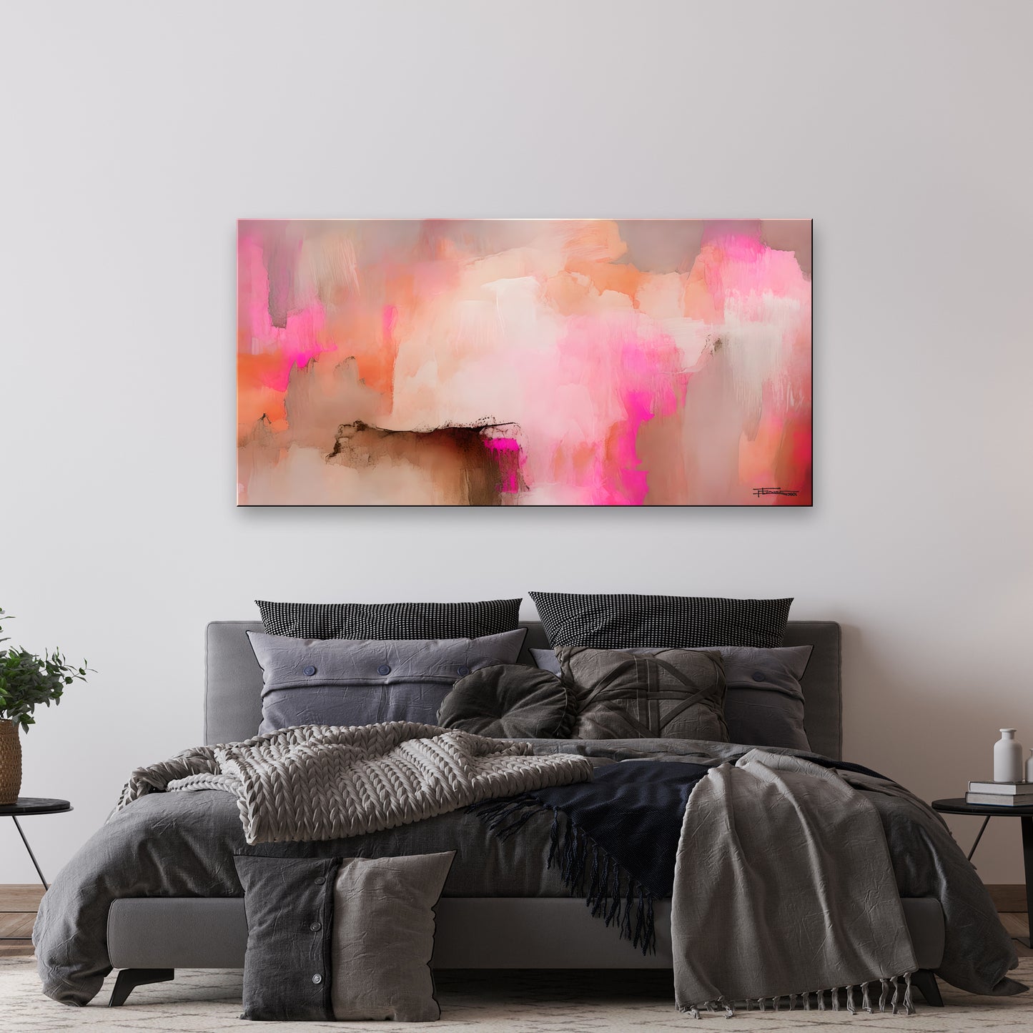 FRACTURED PINK-Extra Large Textured Canvas Painting – Limited Edition Abstract
