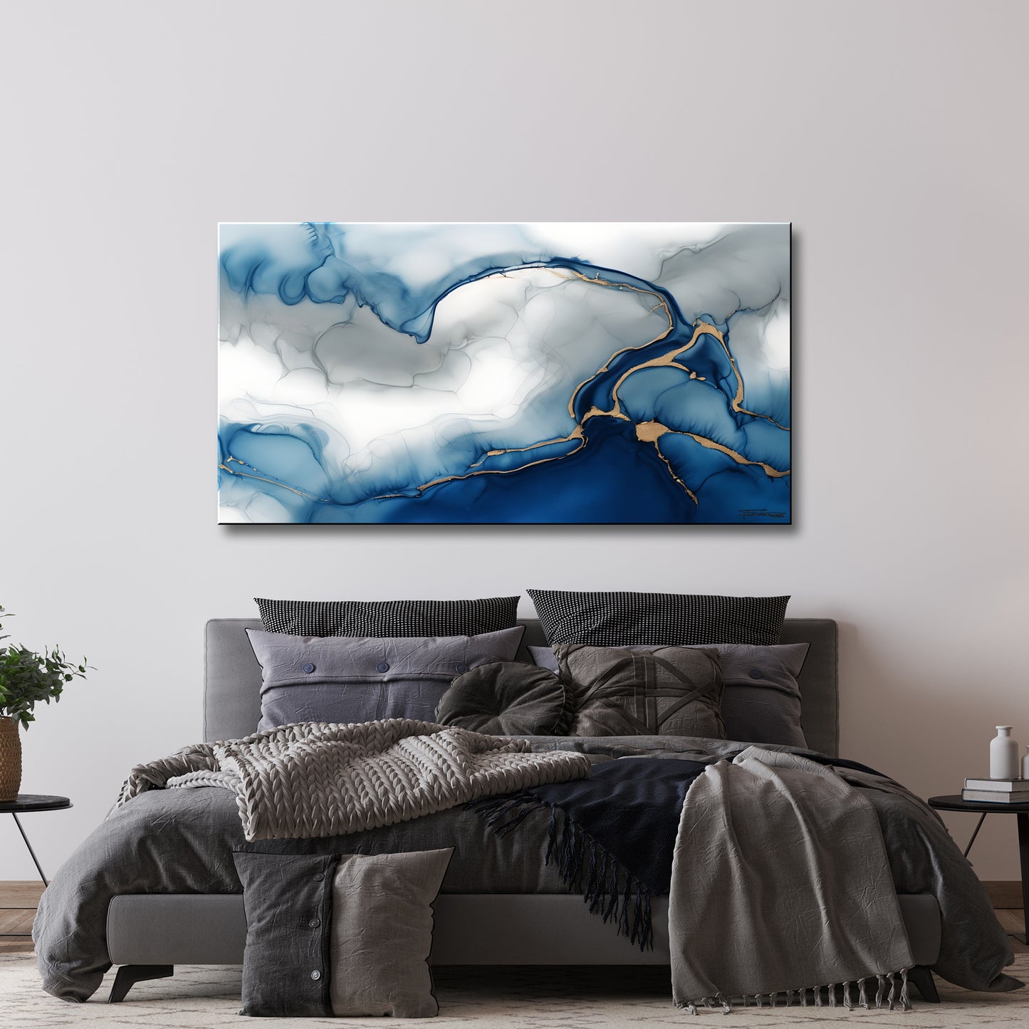 DRIFT OF BLUE -Extra Large Textured Canvas Painting – Limited Edition Abstract Fluid Art