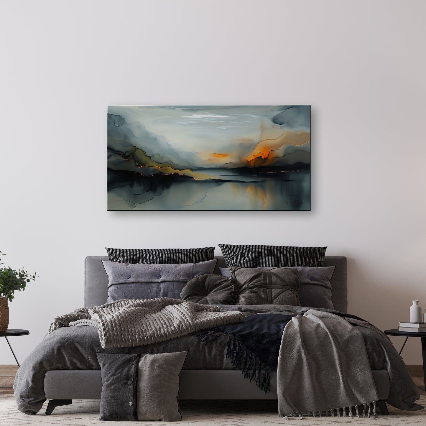 SUNSET ON THE LAKE-Extra Large Textured Canvas Painting – Limited Edition Abstract